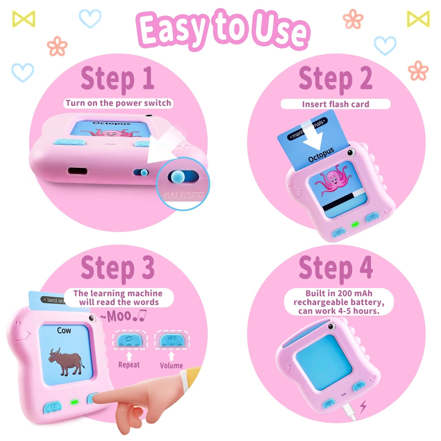 Talking Flash Cards Learning Toys for 1-6 Year Olds, Educational Interactive Flashcard Toy, Preschool Montessori Toys