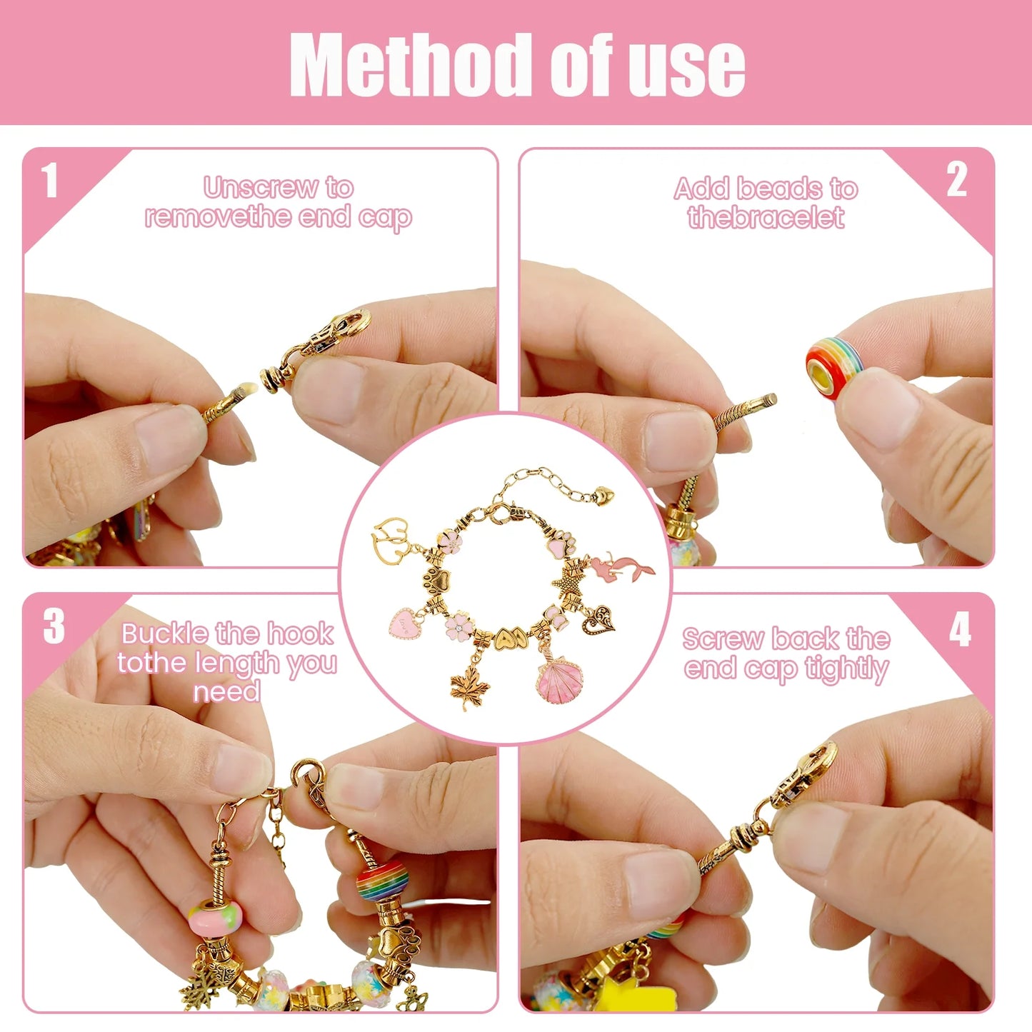 Charm Bracelet Making Kit, Jewellery Making Kit for Girls Gorgeous Rainbow Beads/Mermaid Crafts Gifts Set,Jewelry Making DIY Necklaces Bracelets Headbands Craft Set with Gift Box(67Pcs)