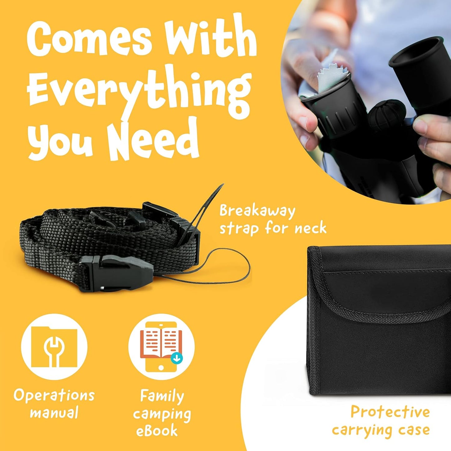 Think Peak Black Binoculars - Compact STEM Educational Outdoor Adventure Toy for Children Ages 4-8, Ideal for Bird Watching, Camping, and Nature Exploration