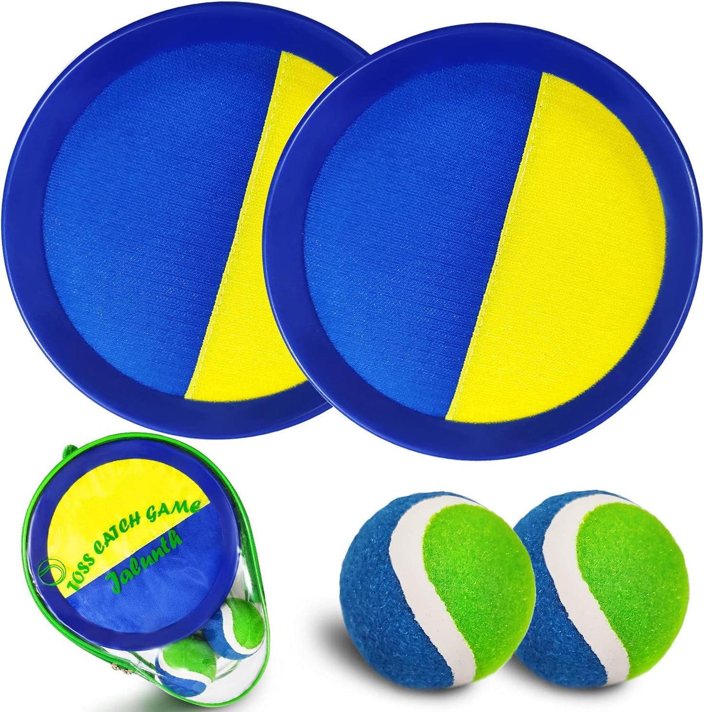 Jalunth Ball Catch Set Game Toss Paddle - Beach Toys Back Yard Pool Outdoor Lawn Games Backyard Camping Sticky Mitts Age 3 4 5 6 7 8 9 10 11 12 Years Old Boys Girls Kids Adults Family Easter Gifts