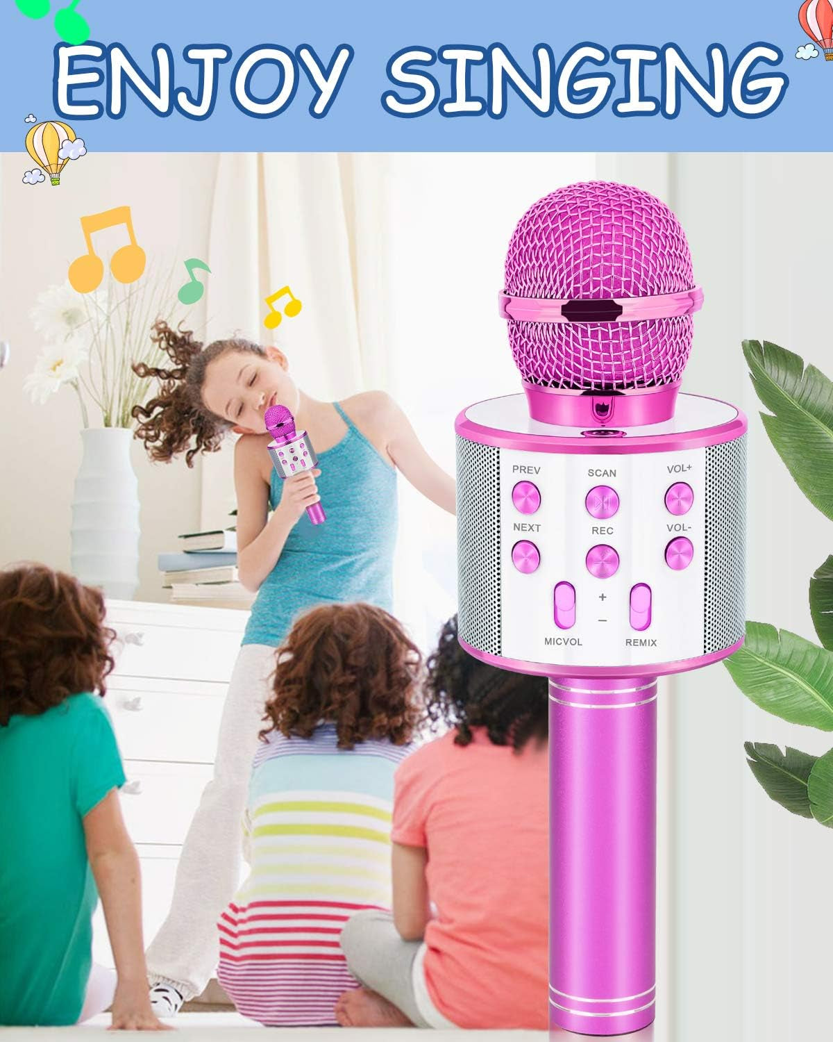 Karaoke Microphone Gift for Girls Ages 4-12 - Ideal Birthday Present in Purple