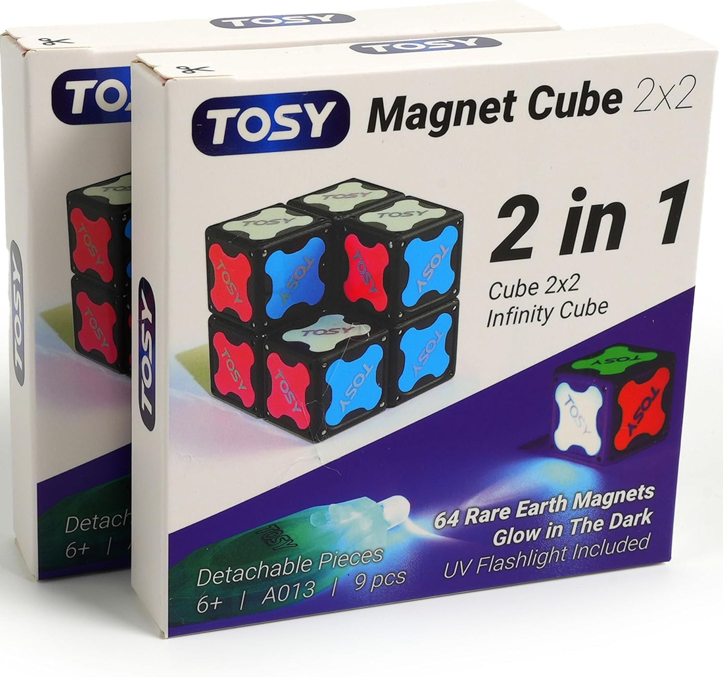 TOSY Magnet Cube 4X4 - 560 Magnets, 70 Blocks, 8 in 1 Toy: Puzzle Cube Game, Creative Building Blocks, Transformable Fidget Spinner, Infinity Cube, Magnet Tiles, UV Flashlight, Glowing STEM/STEAM Toy