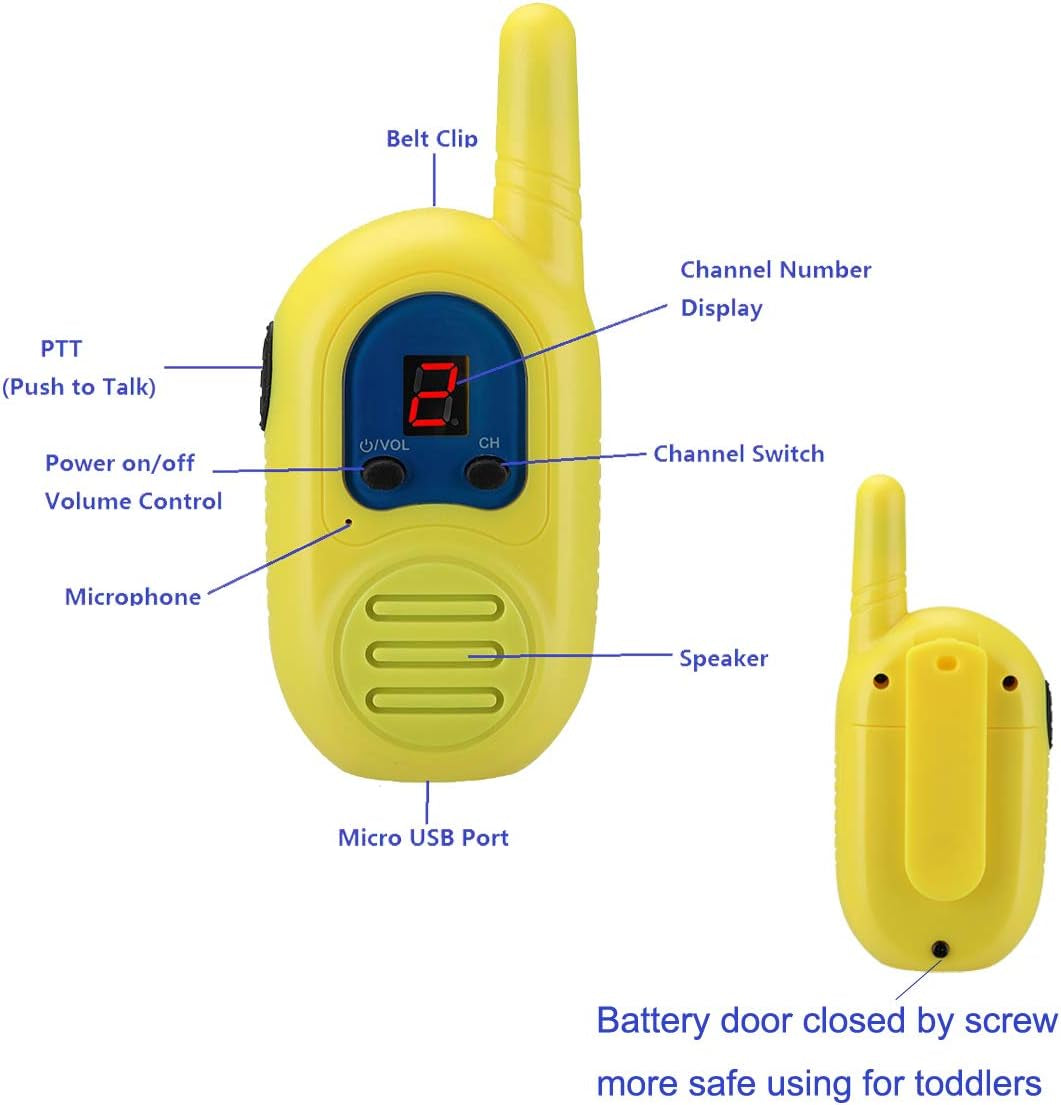 3-Pack Rechargeable Walkie Talkies for Kids with 2-Mile Range and Lanyards, Ideal for Outdoor Adventures - Perfect Gift for Boys and Girls (Batteries Not Included)