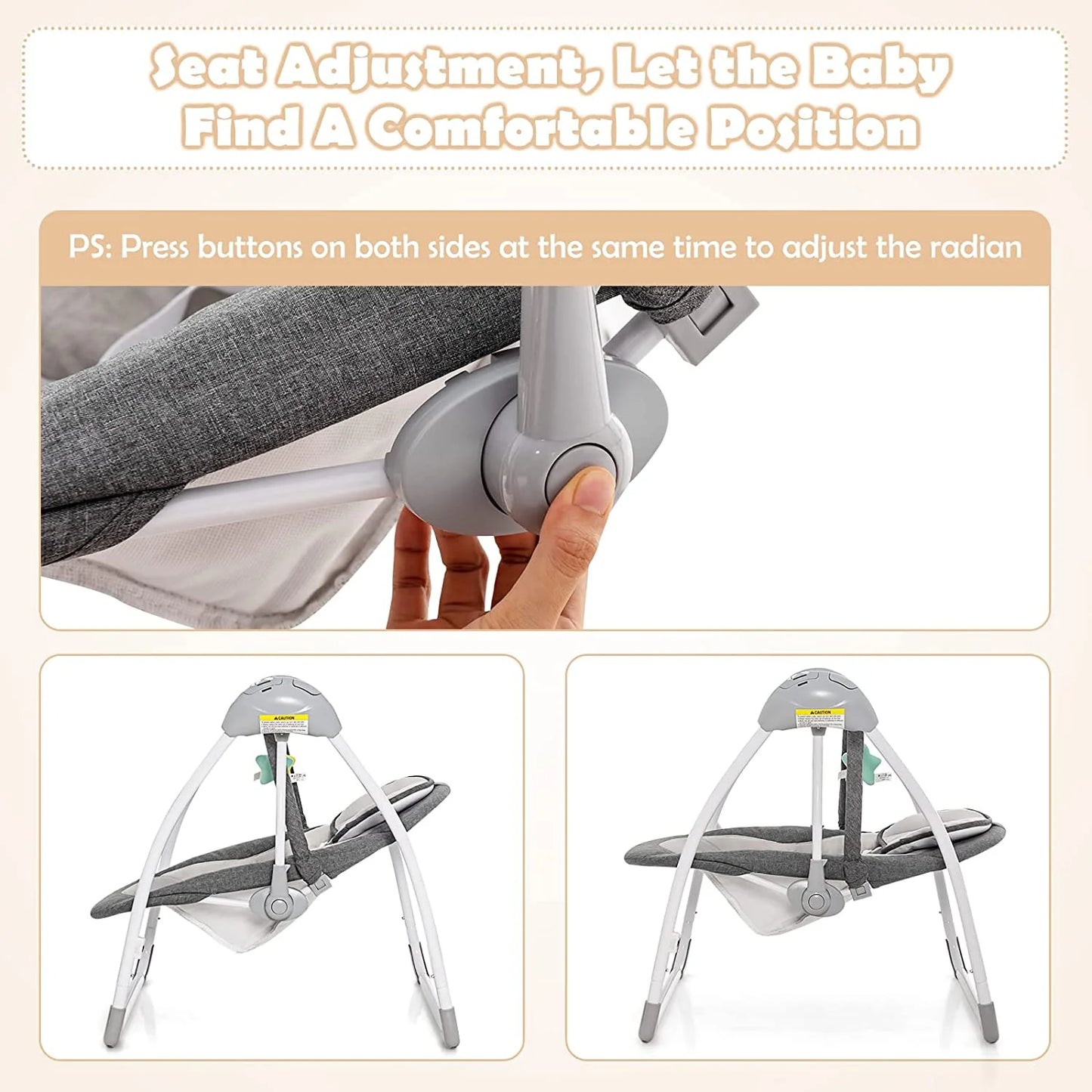 Baby Swing for Infants, Compact Portable Electric Baby Rocker for Newborn W/ 5 Speeds Timing