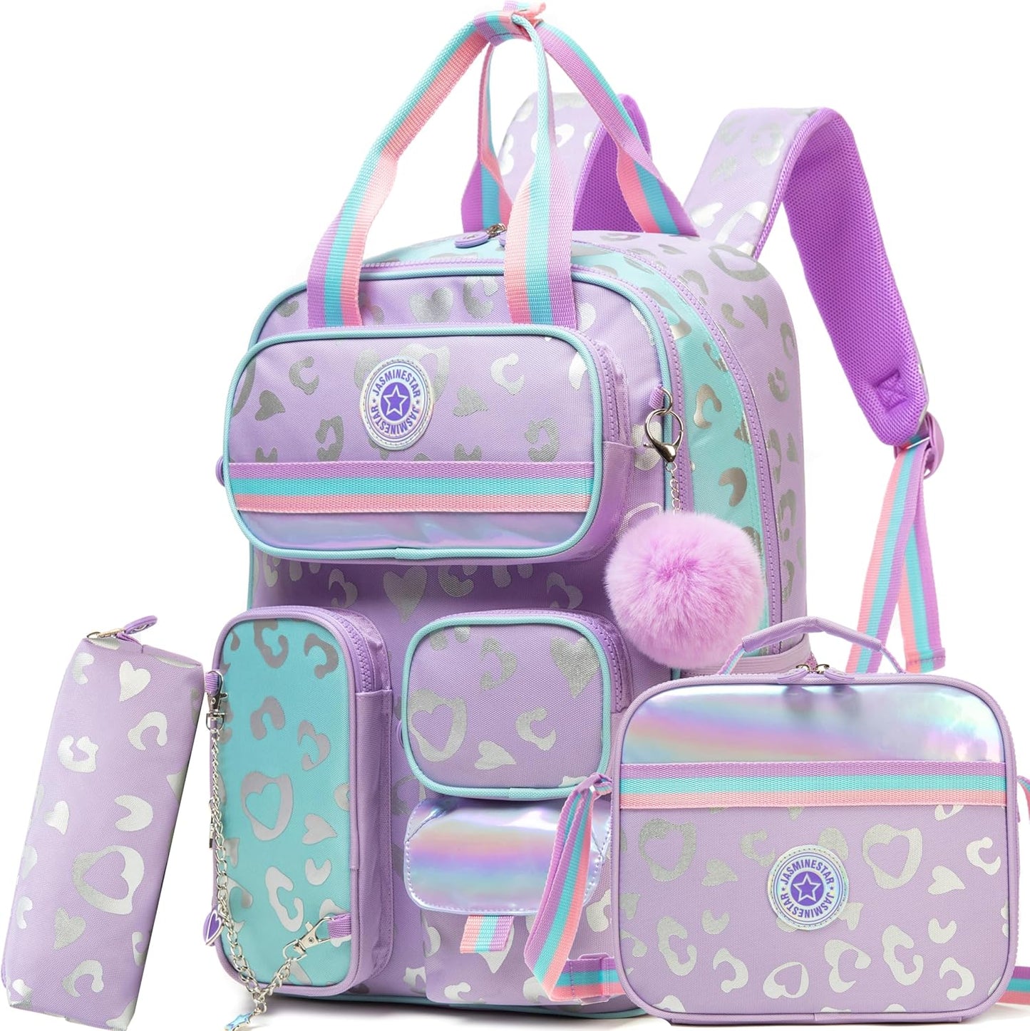 Kids School Backpacks for Girls Backpack with Lunch Bag for Elmentary Students Kids Travel Bookbag for Girls Age 6-12