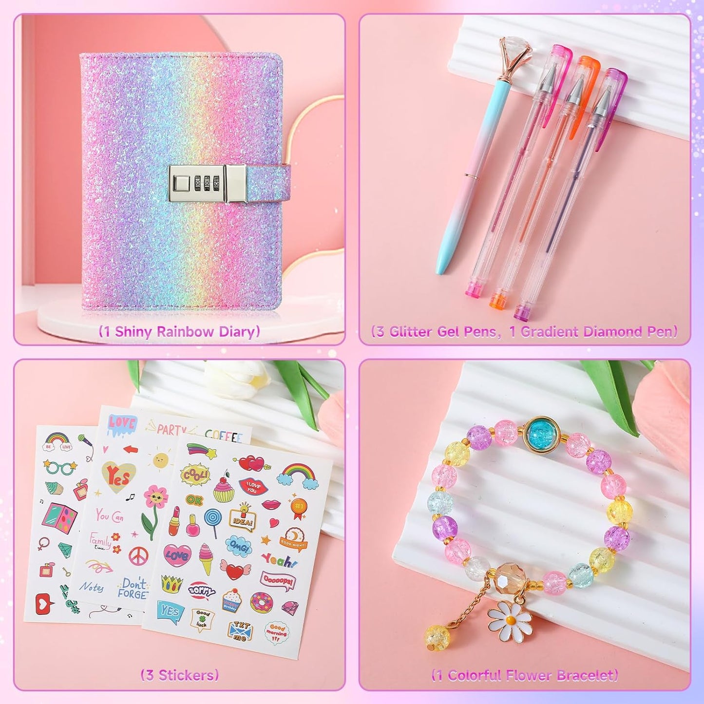 Diary with Lock for Girls, Password Locked Journals for Teen Girls, Secret Diary Gifts for 9 10 11 12 Year Old Girls, Kids Journals Set for Ages 8-12 Teenage