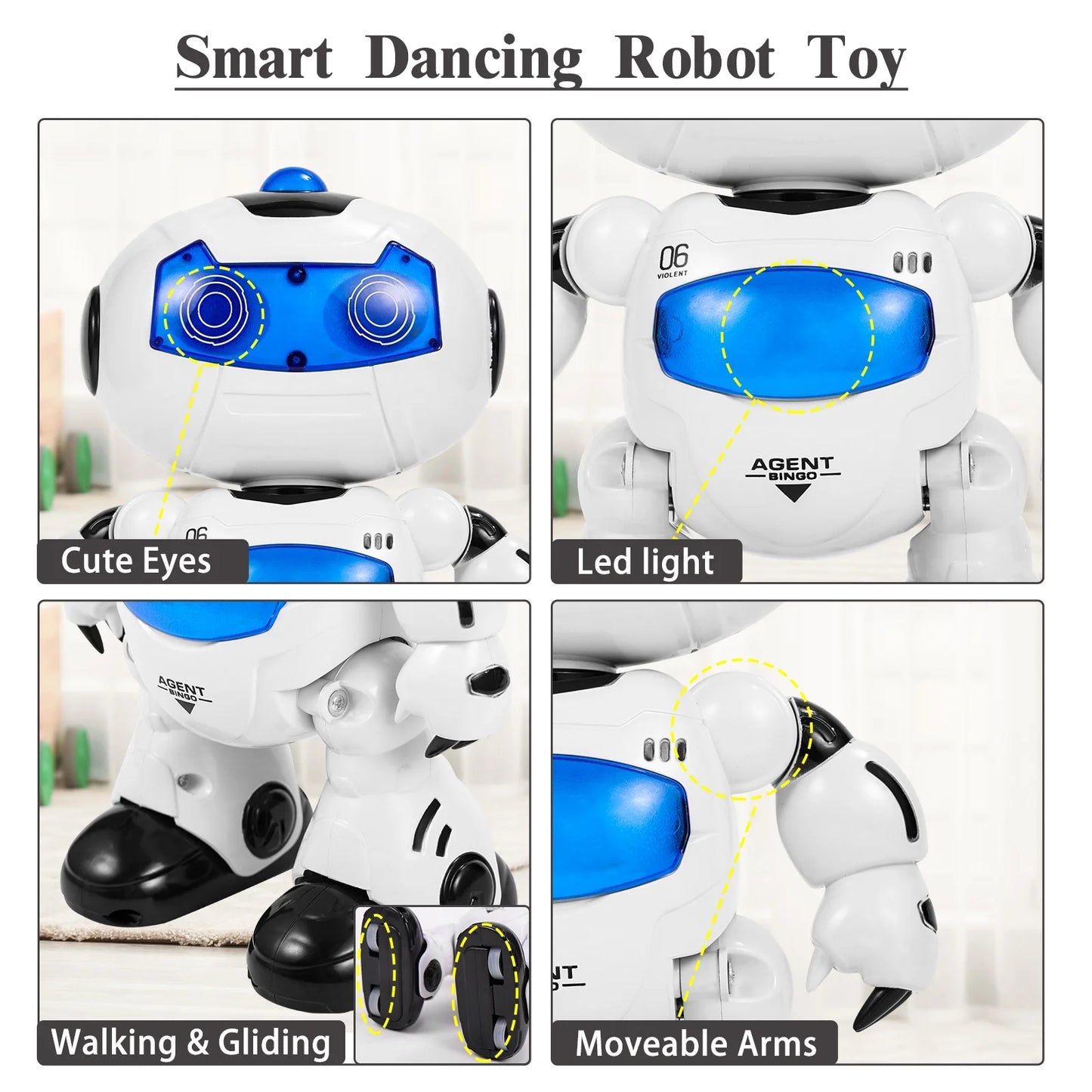 Kid Dancing Robot Toy, RC Intelligent Walking Singing Smart Robot Toy 360° Body Spinning Remote Control Robot Toy for Kids Boys Girls, Age 3+
