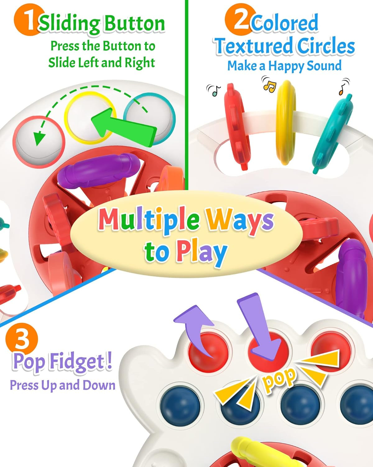 Yetonamr Baby Sensory Montessori Toys for 6-12-18 Months, Pull String Silicone Teething Toy, Toddler Birthday Gift Travel Toy for 1 2 Year Old Boy Girl Infant 8 9 10 Months Old
