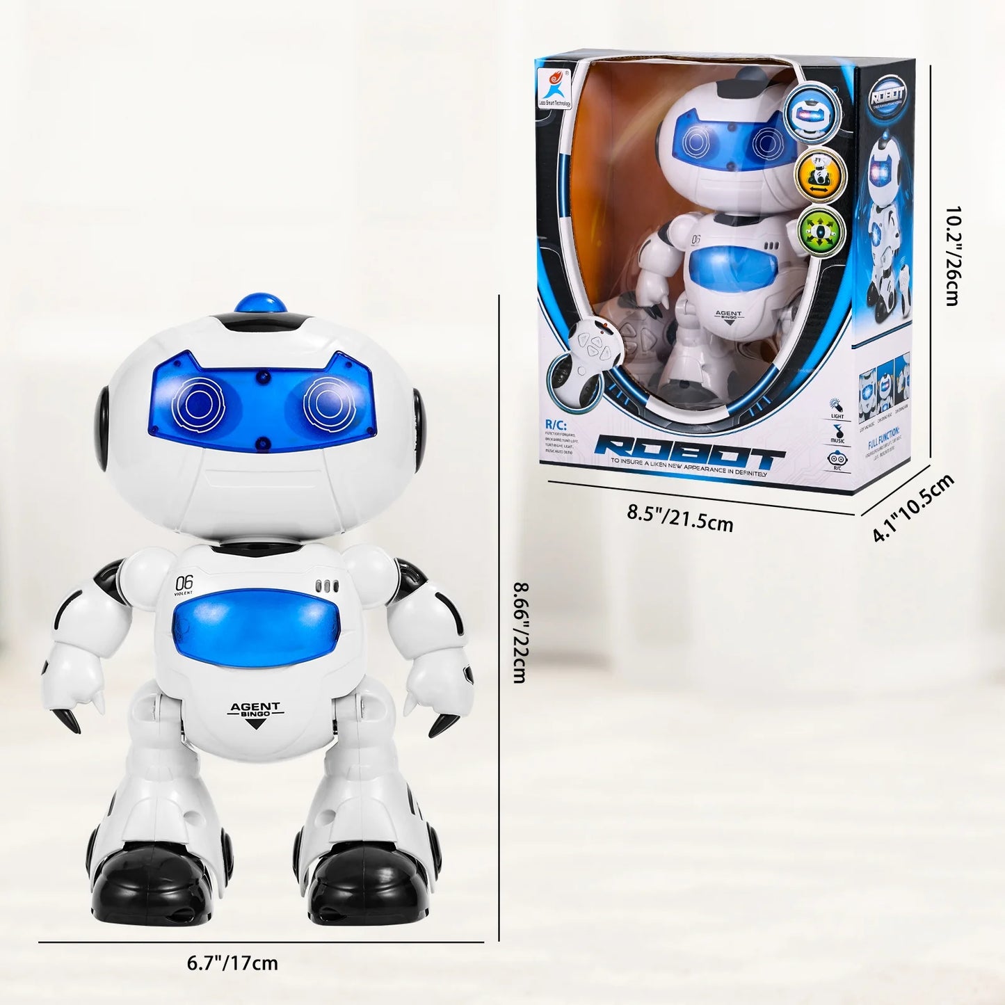 Kid Dancing Robot Toy, RC Intelligent Walking Singing Smart Robot Toy 360° Body Spinning Remote Control Robot Toy for Kids Boys Girls, Age 3+