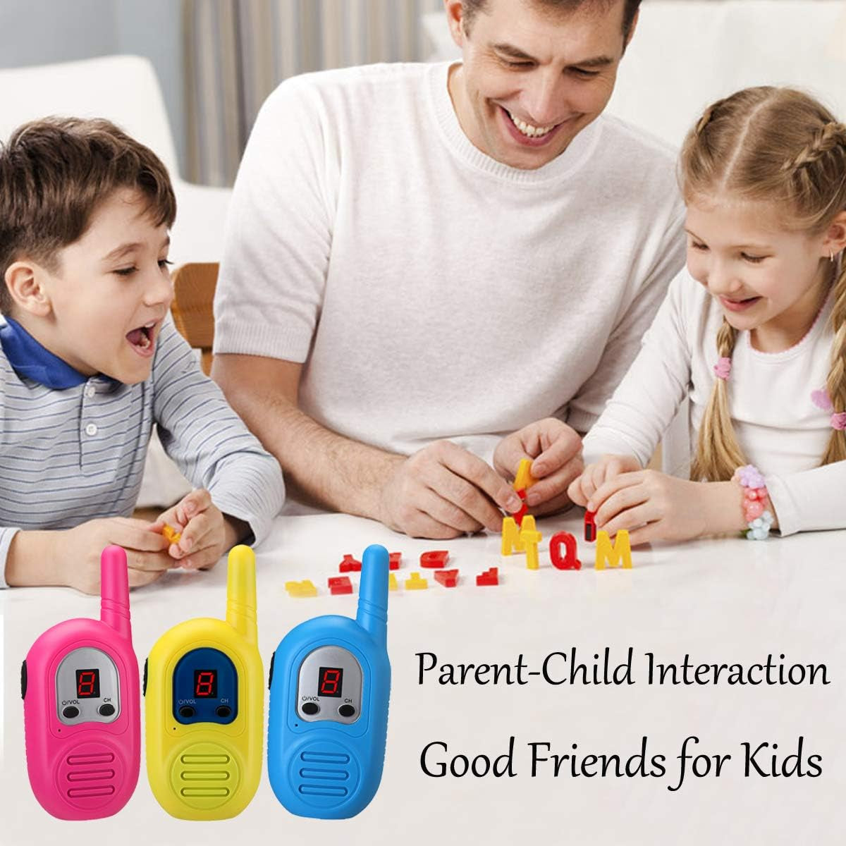 3-Pack Rechargeable Walkie Talkies for Kids with 2-Mile Range and Lanyards, Ideal for Outdoor Adventures - Perfect Gift for Boys and Girls (Batteries Not Included)