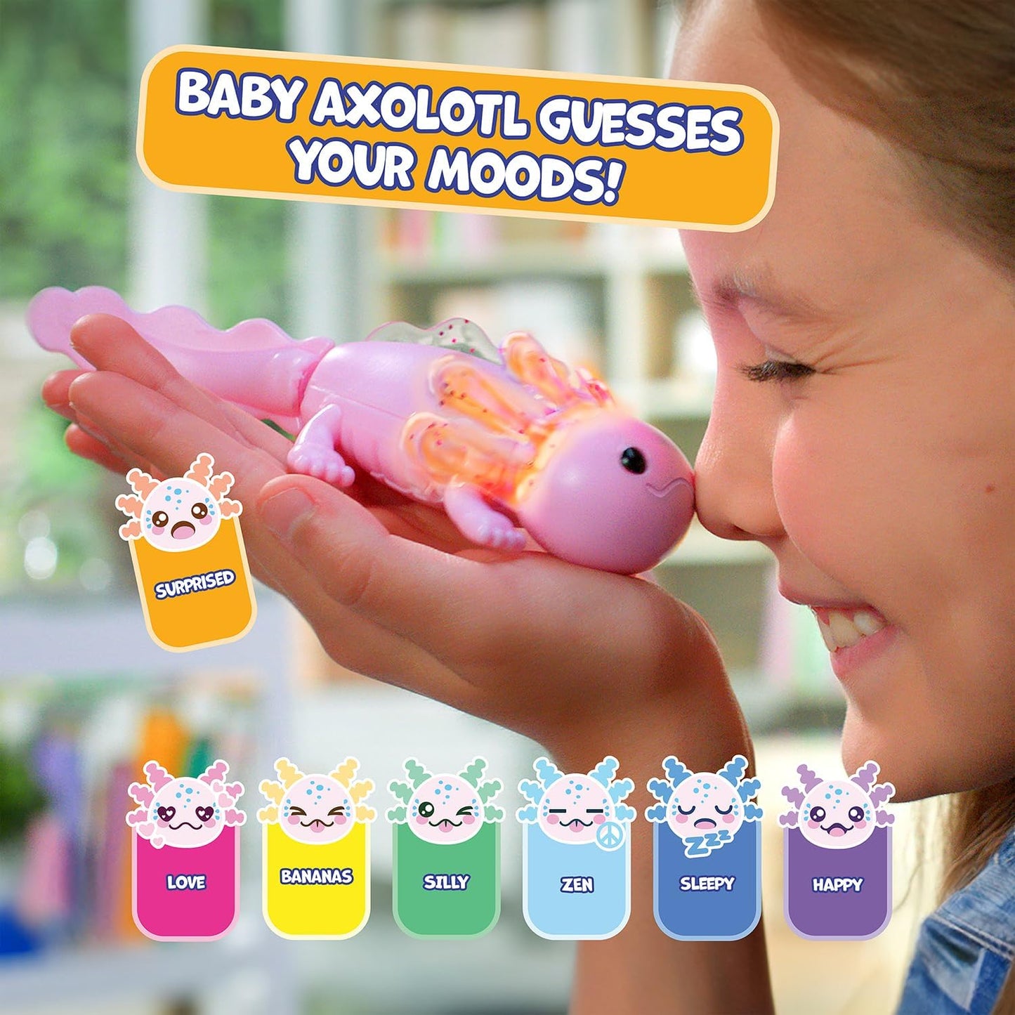 Interactive Baby Axolotl with Inflatable Pool, Alix, Swims and Lights up in Water, Rainbow Lights Tell Your Mood (Ages 5+)