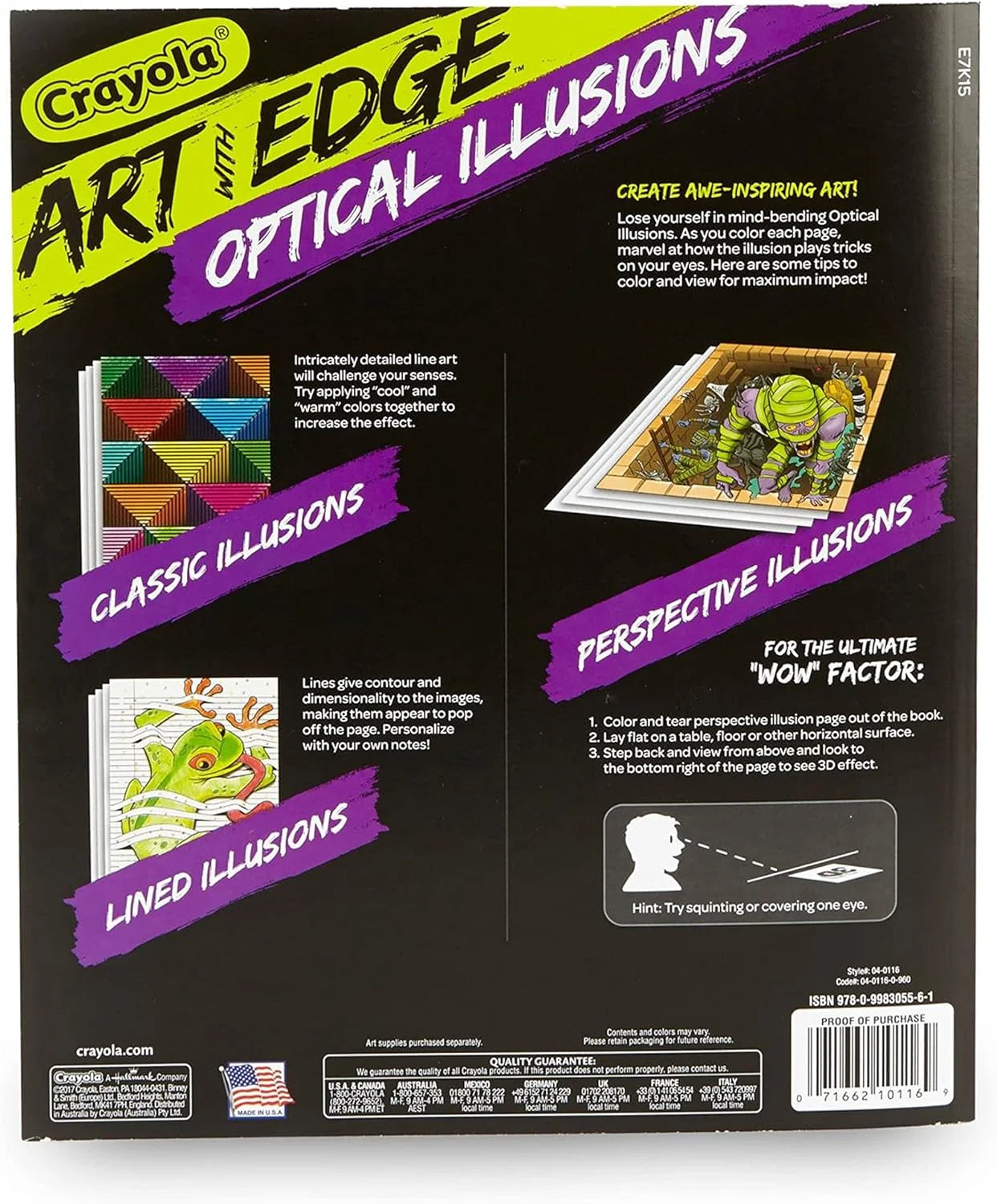Art with Edge Optical Illusions Coloring Book, 40 Pages, Child