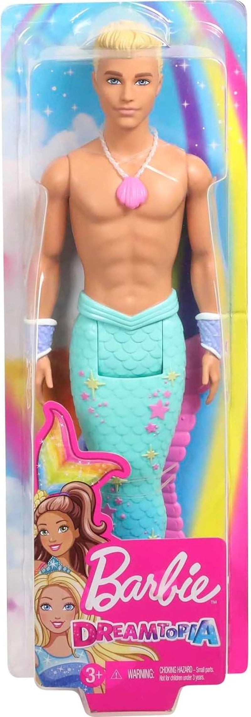 Barbie Dreamtopia Merman Doll, Approx 12-Inch with Blue Rainbow Tail and Blonde Hair, for 3 to 7 Year Olds