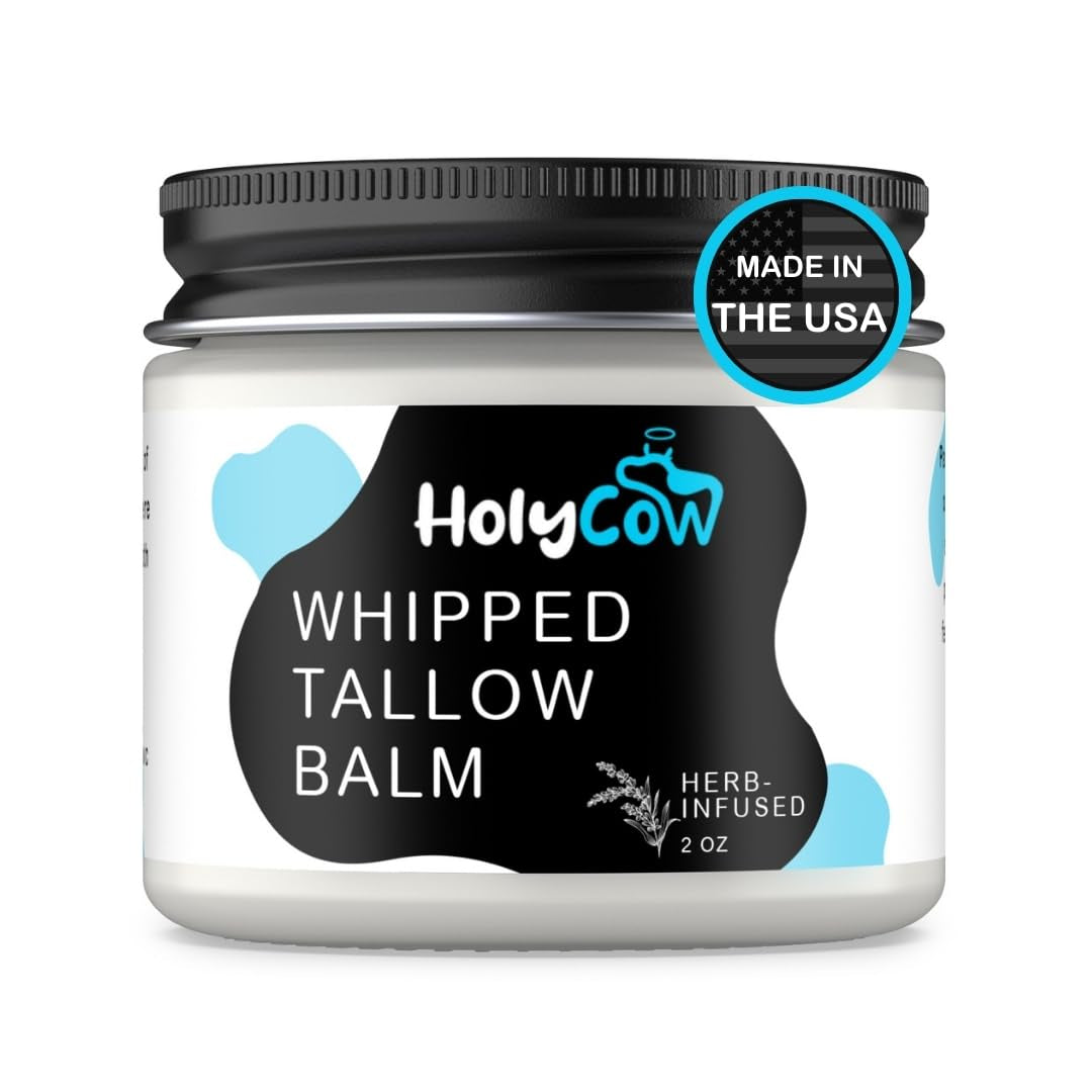 Beef Tallow for Skin - Whipped Tallow Balm with Organic Jojoba Oil, Grass Fed Beef Tallow Face Moisturizer for Eczema, Baby, Lip Balm - Lotion for Extremely Dry Skin (Lavender Vanilla)