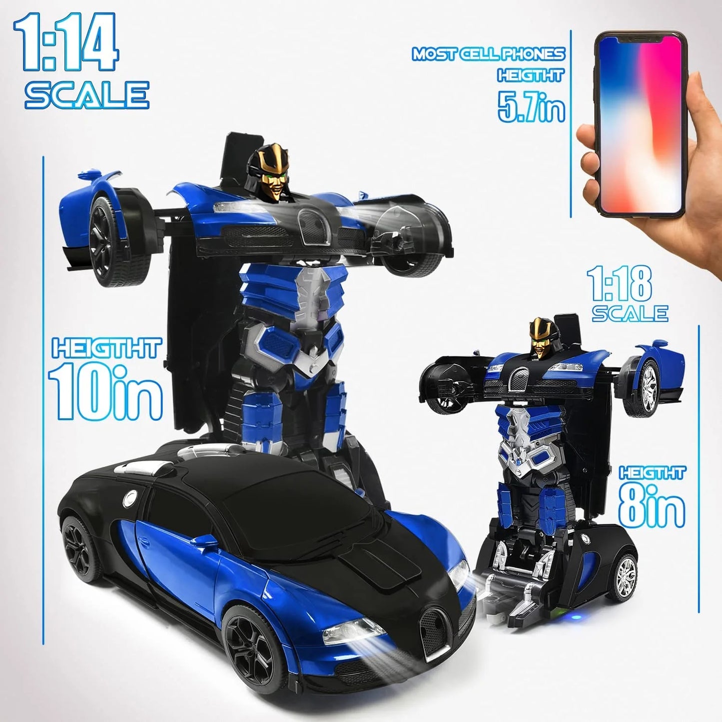 Remote Control Cars Toys,2.4Ghz 1/14 Scale RC Transforming Car Robot with Gesture Sensing / a Key Deformation,Gifts for 3-5 4-7 8-12 Boys Girls Kids