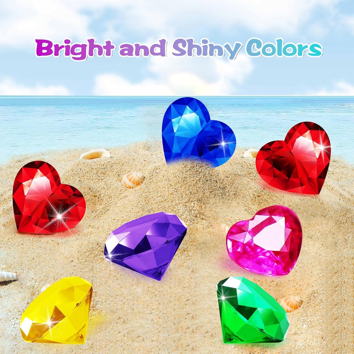 Pool Toys, 9 Pcs Extra Large Dive Gems for Kids Ages 4-8, 8-12, Summer Beach Water Colorful Diamond Toys for Boys Girls Underwater Gemstone Swimming Training Gifts