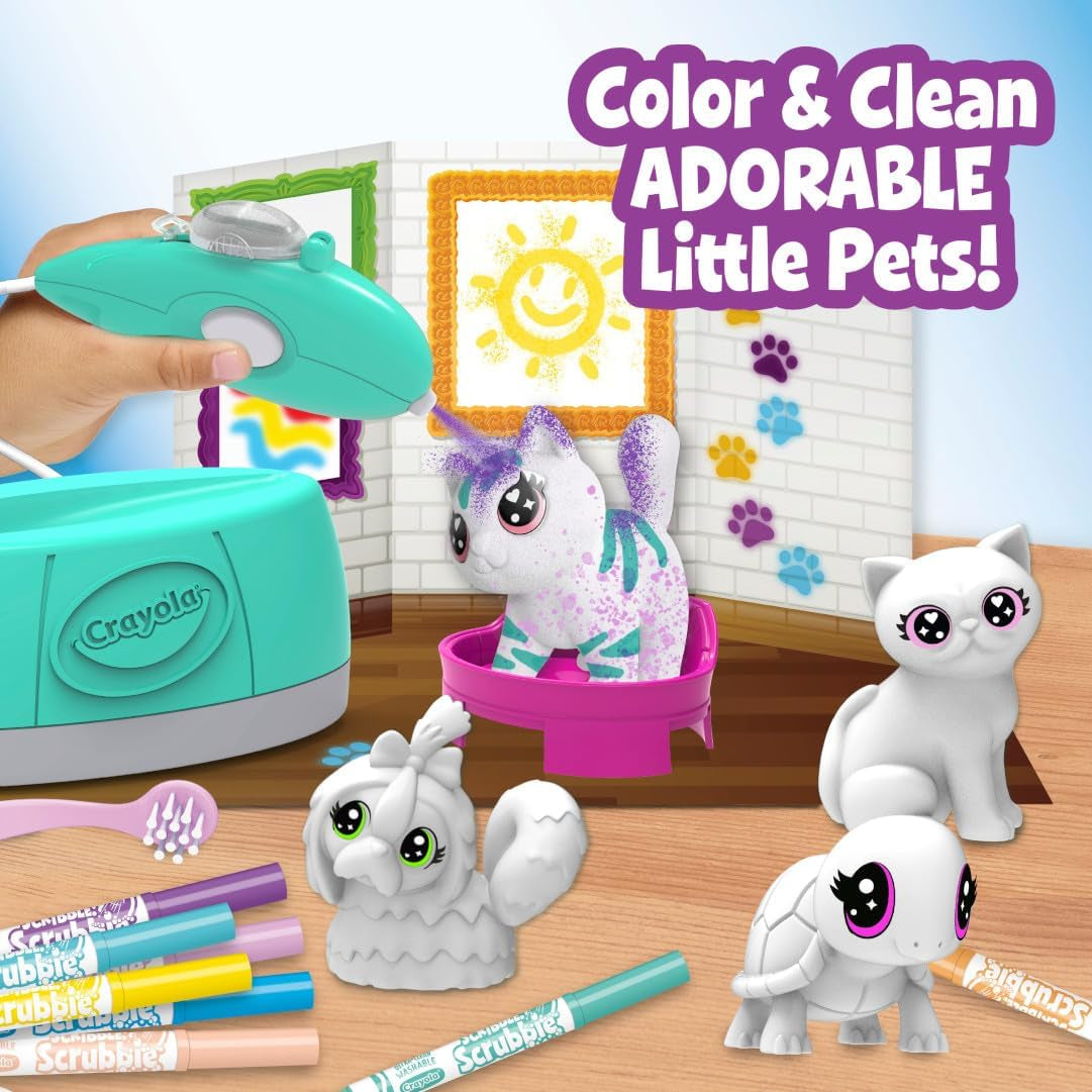 Crayola Scribble Scrubbie Pets Spray Boutique, Airbrush Art Set for Kids, DIY Crafts for Toddlers, Kids Toys, Gifts for Girls & Boys, Ages 3+