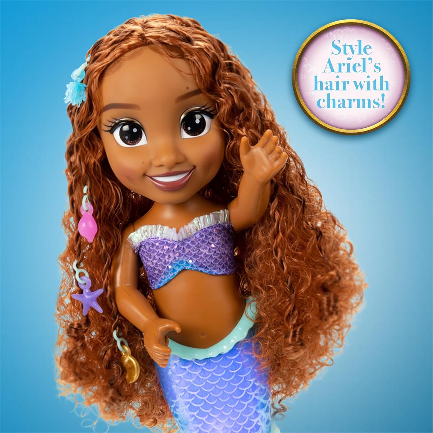 Disney the Little Mermaid Ariel Doll with Hair Charms! Feature Singing & Talking Doll, Accessories Activate Music & Magical Lights - Play in & Out of Water!