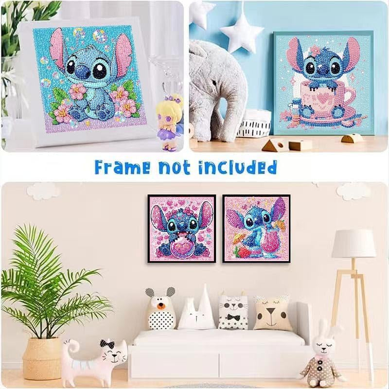 Nekpiahu 6 Pack 5D Diamond Art Painting Kits for Kids Beginners, Full Drill Cute Cartoon Diamond Art Kits, DIY Big Gem Art for Children Ages 6-7-8-9-12, Home Wall Decor 6X6 Inch