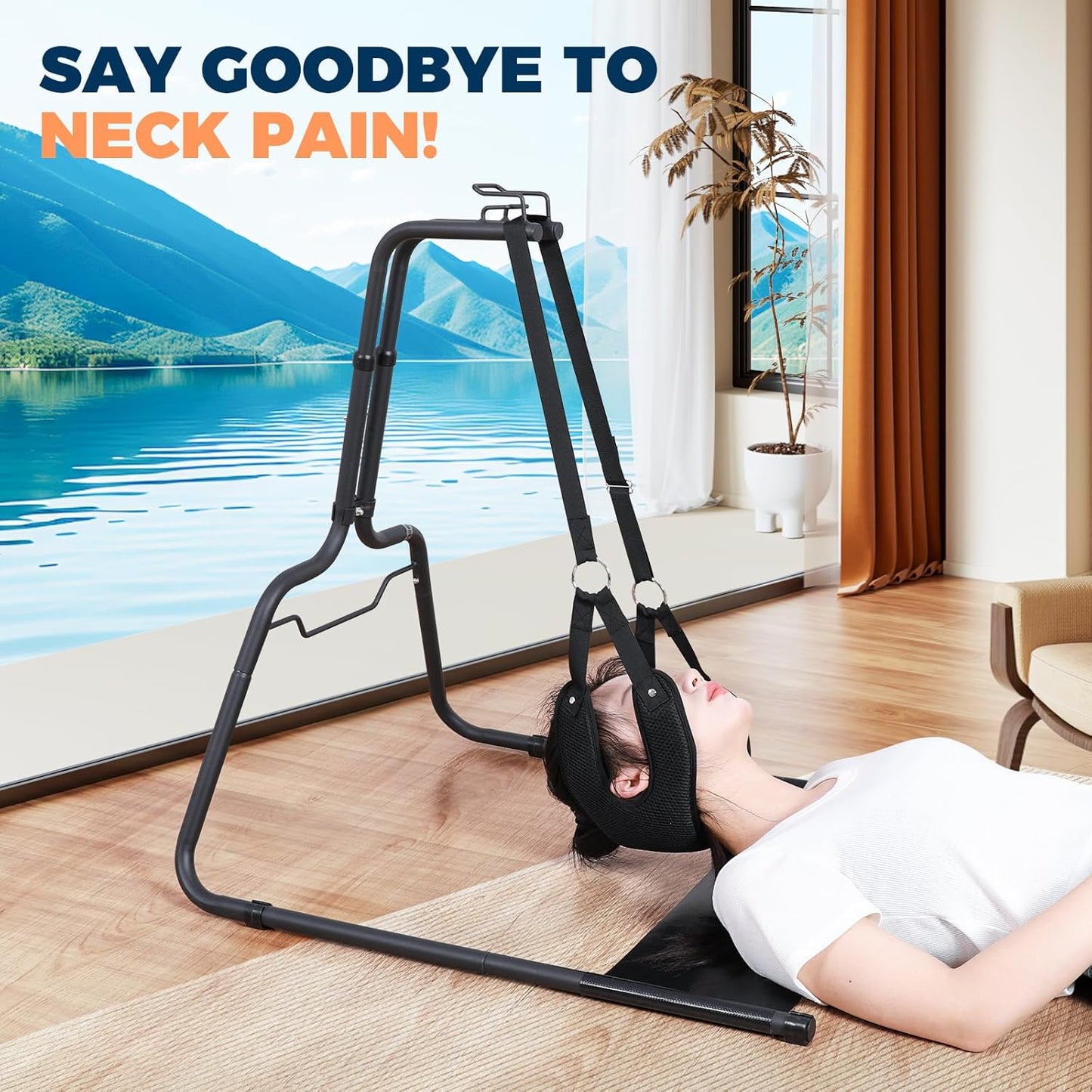 Neck Decompression Hammock with Heavy-Duty Stand for Cervical Traction and Tension Relief