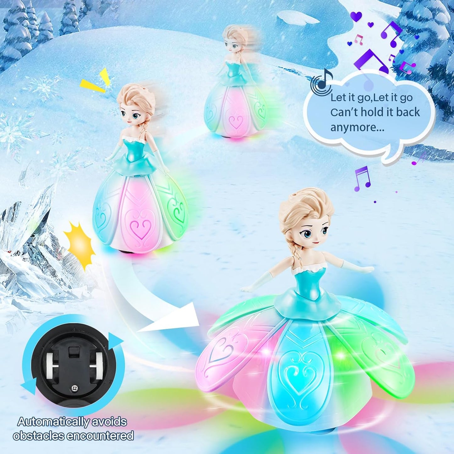 Girl Toys Age 4-5,Birthday Gifts for 1 2 3 4 Year Old Girls,Dancing Princess Interactive Spin Robot Toys for Girls with Colorful Flashing Lights & Music,Christmas Festival Gifts for Toddler
