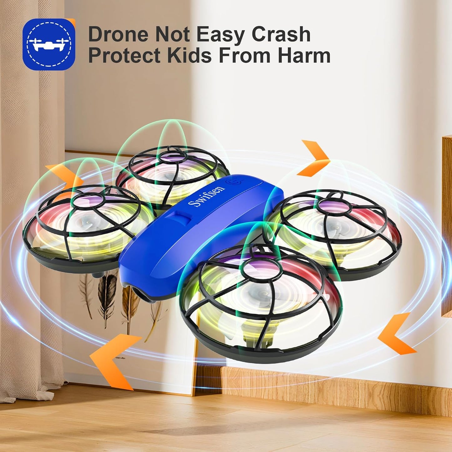 Drones for Kids with Camera,Rc Drone Indoor Small Helicopter,Birthday Gifts for Boys and Girls Beginners Friendly,Mini Quadcopter Toy with 2 Batteries,Propeller Protect,Altitude Hold