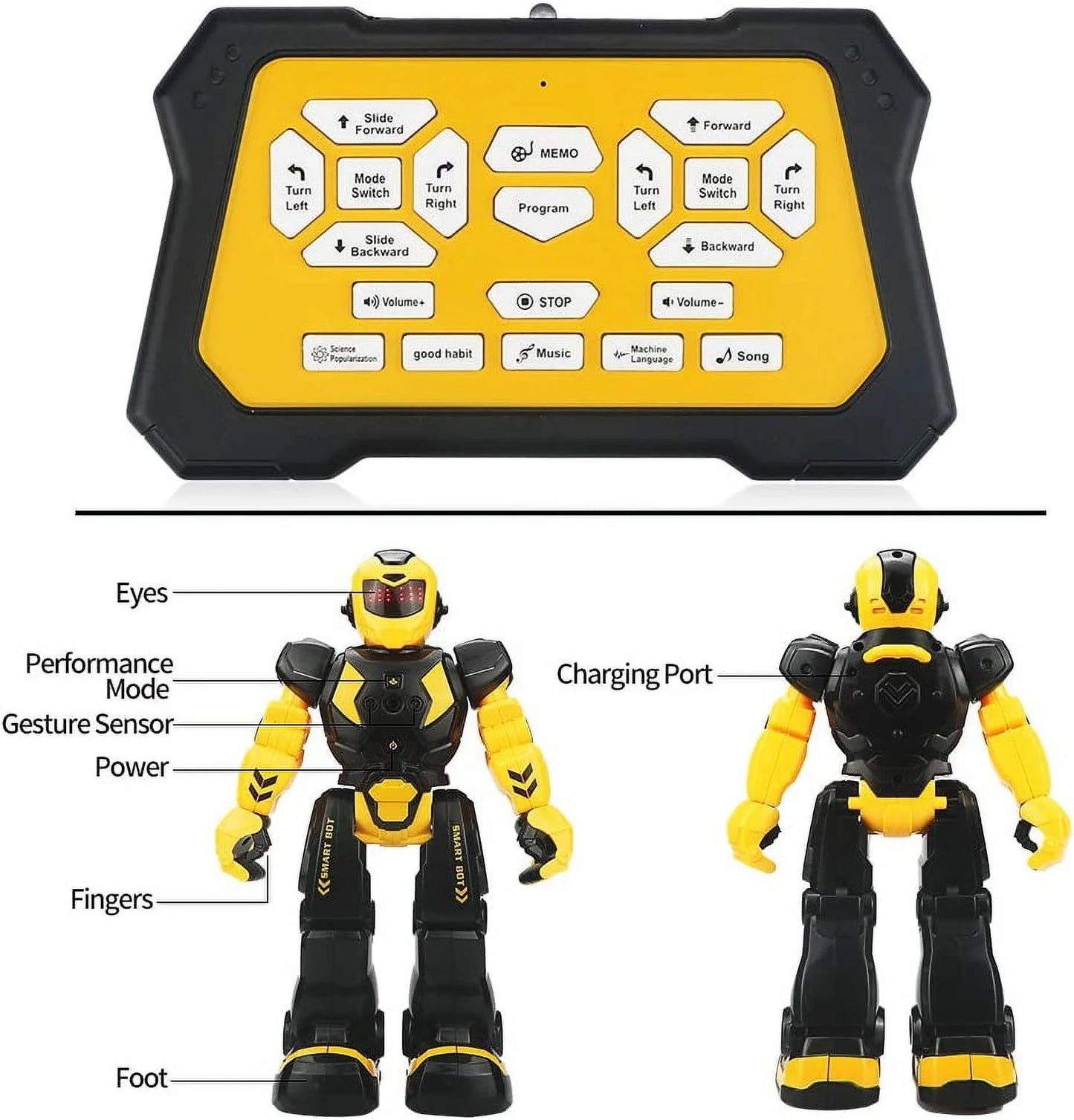 RC Robot Toys for Kid, Intelligent Programmable Robot with Infrared Controller, Dancing, Singing, Moonwalking and LED Eyes, Smart Gesture Sensing Educational Learning for Kids Aged 8+