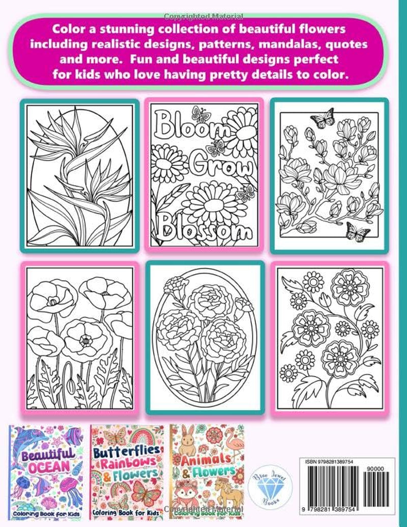 Flower Coloring Book for Kids: Beautiful Designs for Girls Ages 8-12 and Tweens