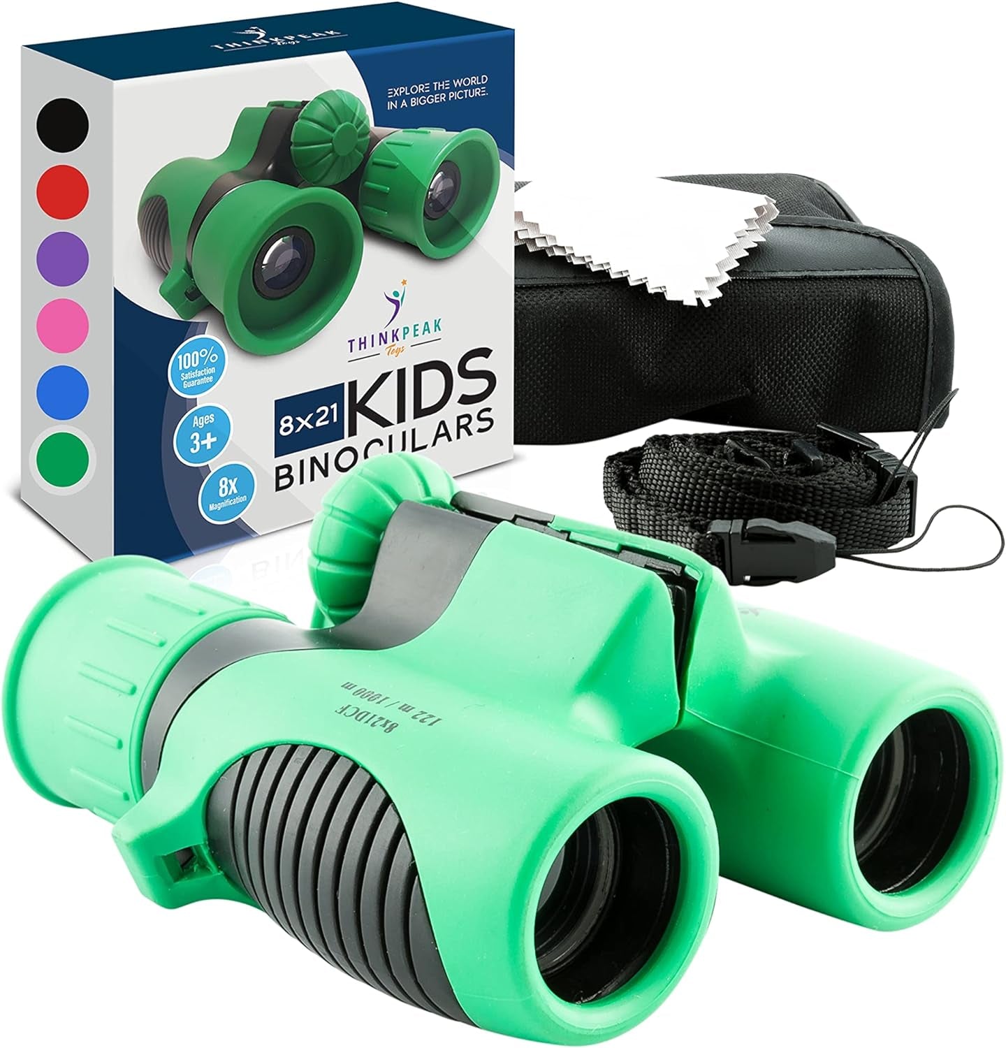 Think Peak Black Binoculars - Compact STEM Educational Outdoor Adventure Toy for Children Ages 4-8, Ideal for Bird Watching, Camping, and Nature Exploration