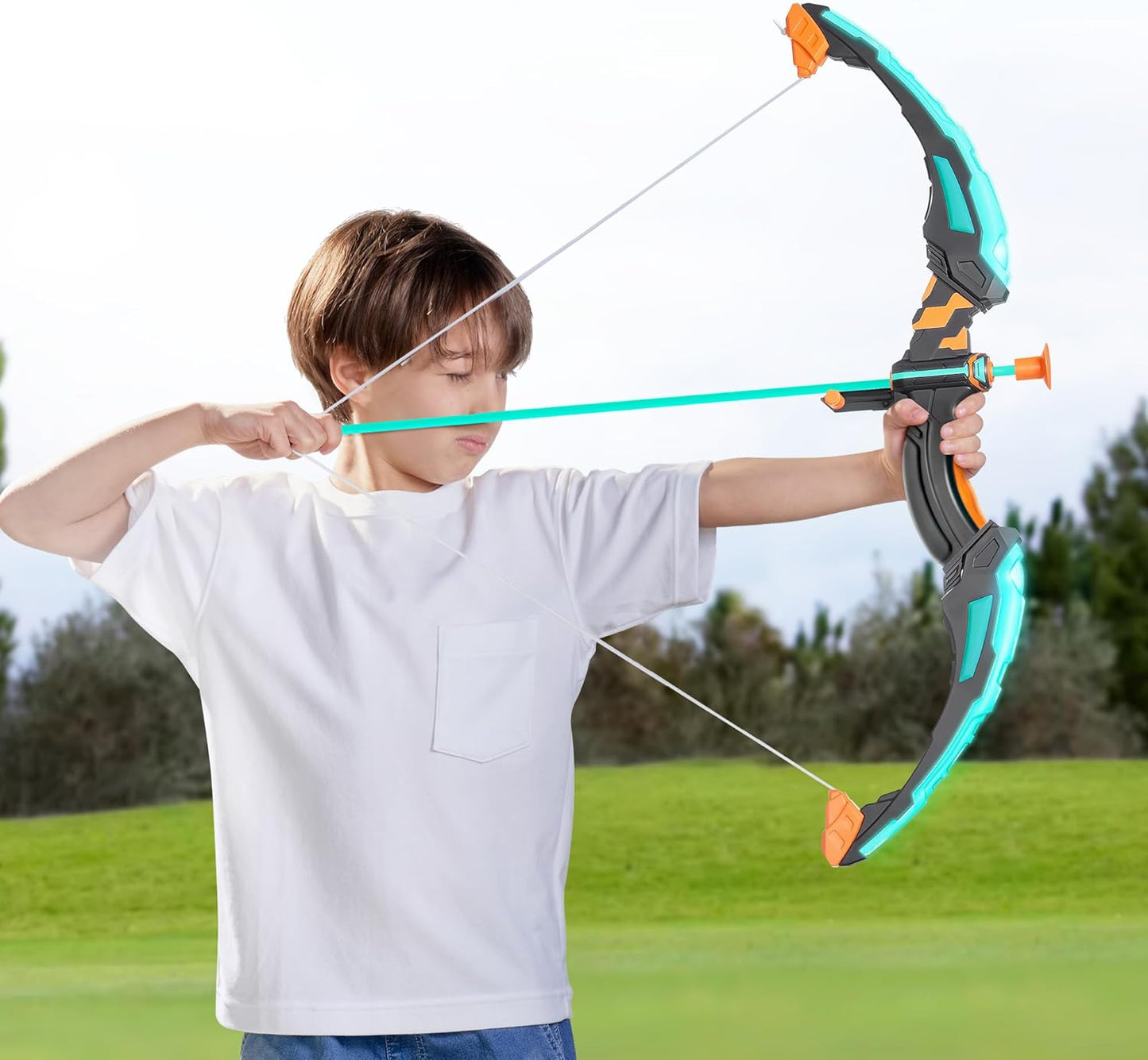 JOYIN Kids Bow and Arrow Set, LED Light up Archery Toy Set with 9 Suction Cup Arrows, Target & Arrow Case, Indoor and Outdoor Hunting Play Gift Toys for Kids, Boys & Girls Ages 6-12