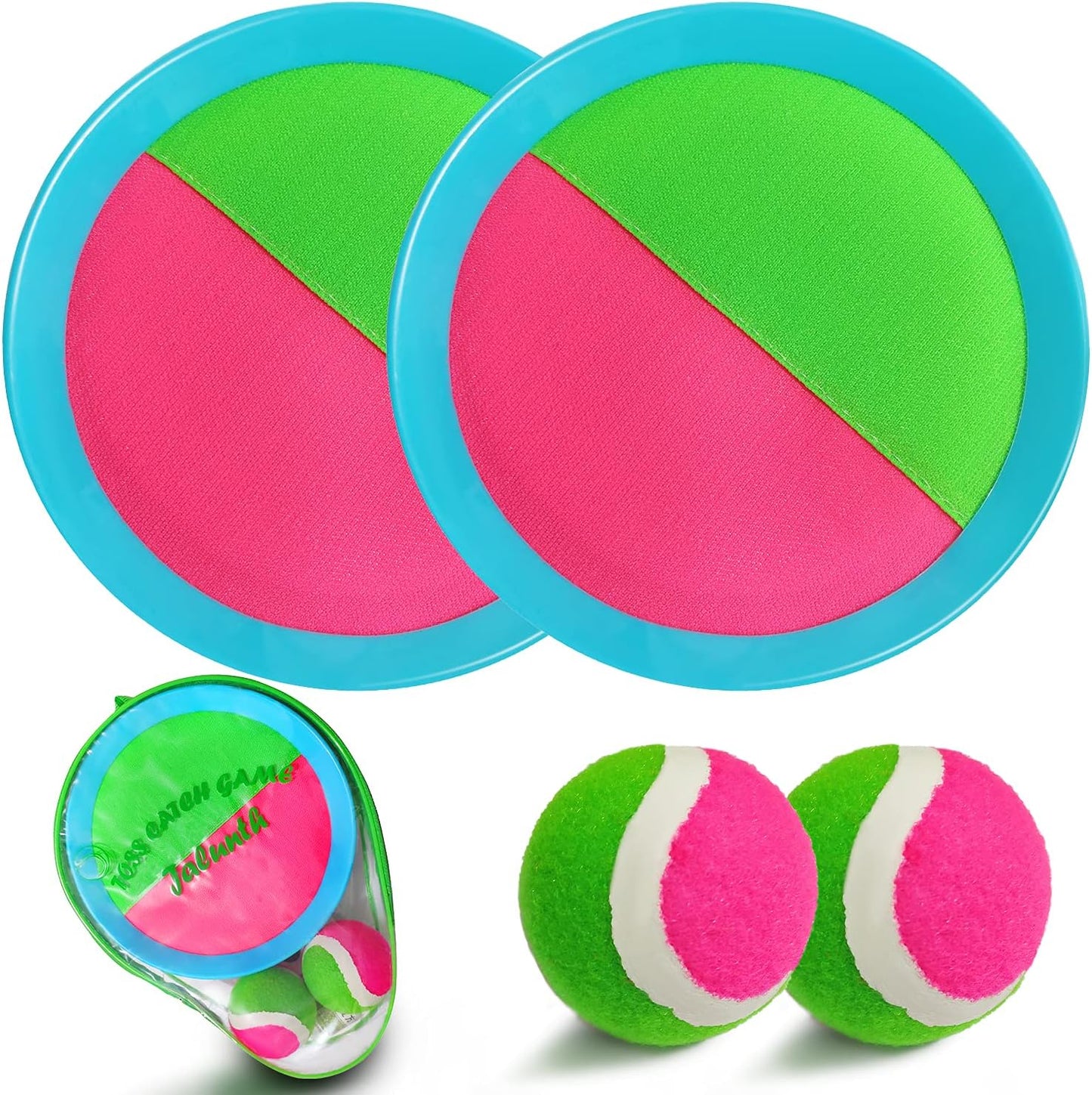 Jalunth Ball Catch Set Game Toss Paddle - Beach Toys Back Yard Pool Outdoor Lawn Games Backyard Camping Sticky Mitts Age 3 4 5 6 7 8 9 10 11 12 Years Old Boys Girls Kids Adults Family Easter Gifts