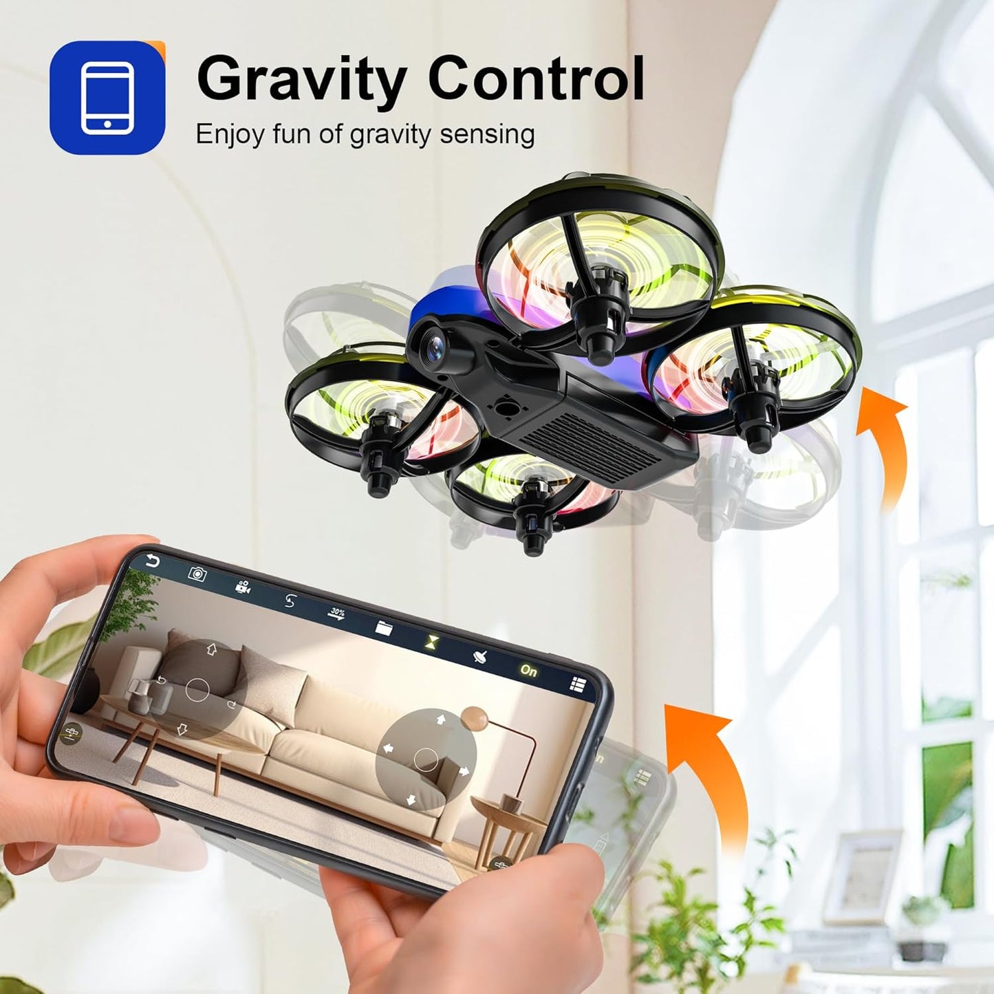 Drones for Kids with Camera,Rc Drone Indoor Small Helicopter,Birthday Gifts for Boys and Girls Beginners Friendly,Mini Quadcopter Toy with 2 Batteries,Propeller Protect,Altitude Hold