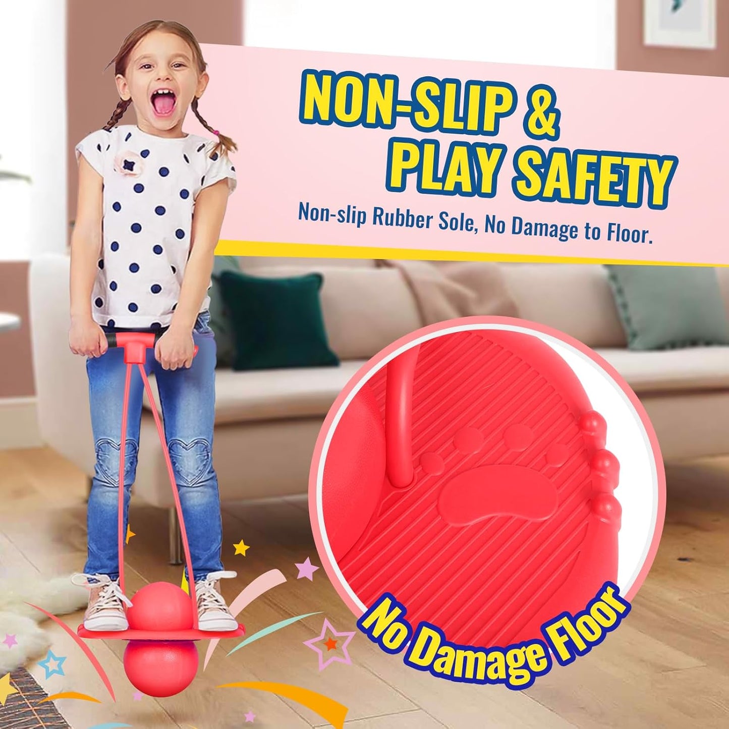 FAHKNS Pogo Ball for Kids - Jumping Toy for Ages 4-12οΌSturdy Pogo Stick Alternative with HandleοΌSafe Hopper Ball for Outdoor Play, Boys & Girls