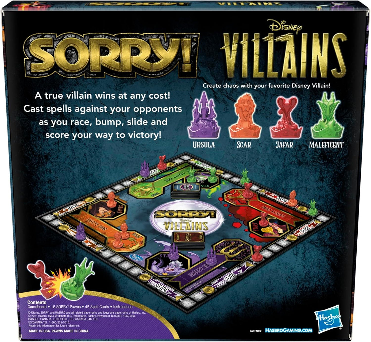 Hasbro Gaming Sorry! Board Game: Disney Villains Edition Kids Game, Family Games for Ages 6 and up (Amazon Exclusive)