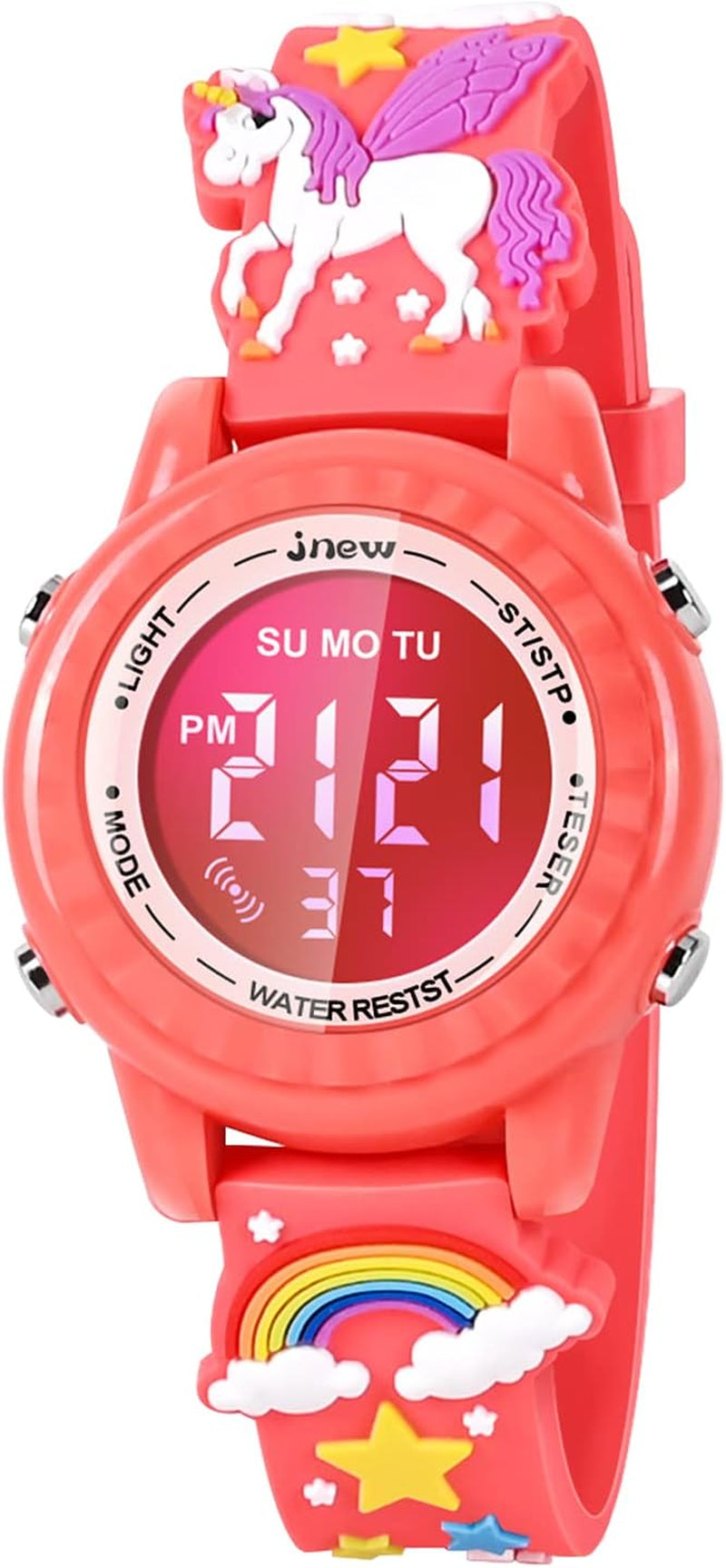 3D Cartoon Waterproof Children's Watches with Alarm - Ideal Gift for Girls Aged 3-10