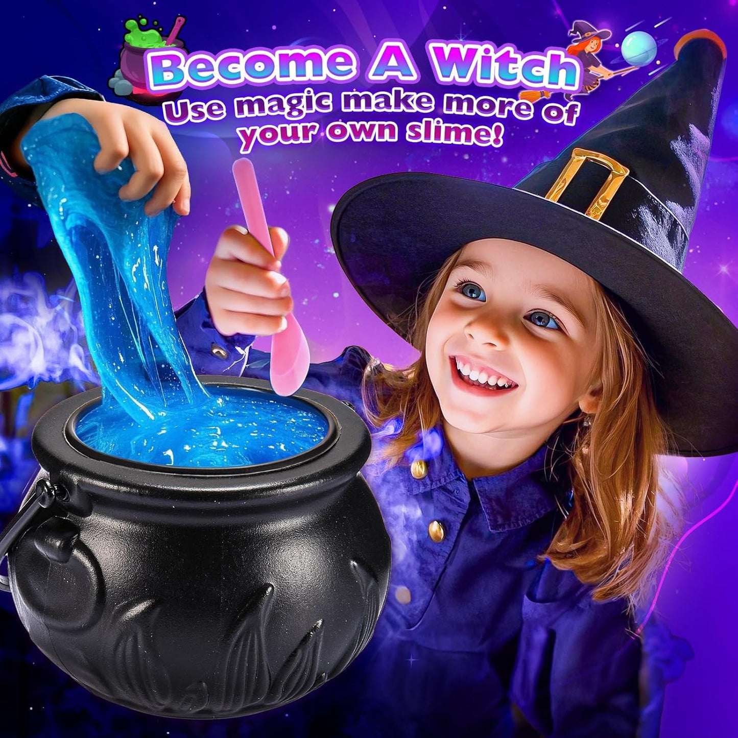 Slime Kit for Girls, Magic Galaxy Slime Making Kit with Magic Sticker,Making Butter Slimes Dark Powder to Make Glitter & Galactic Slimes Stress Relief Toys Fun Gifts Toys for 6-12 Year Olds Girls Boys
