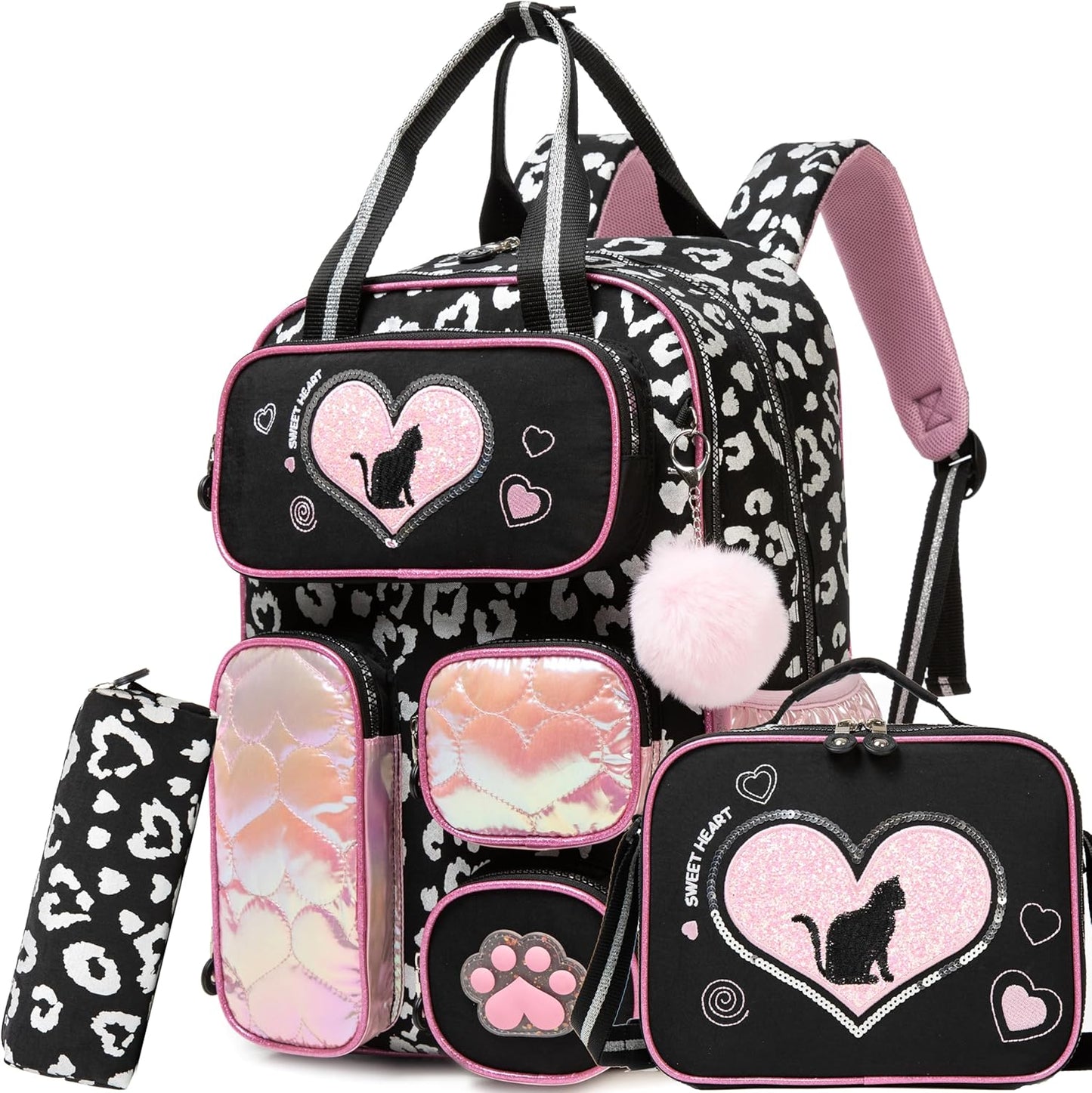 Kids School Backpacks for Girls Backpack with Lunch Bag for Elmentary Students Kids Travel Bookbag for Girls Age 6-12