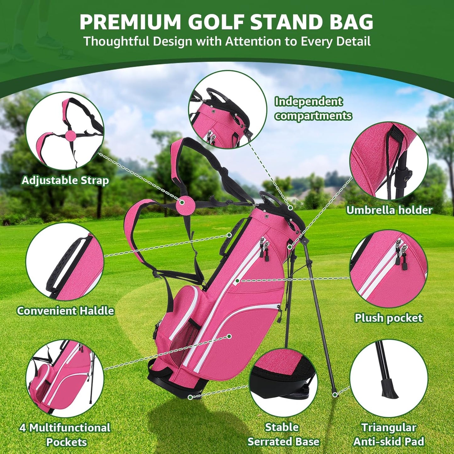 Kids Golf Clubs Set, Youth Golf Clubs Junior Set Ages 9-12 Includes Stand Bag, 1# Drive, 7#, 9# PW# Irons and Putter Right Hand for Boys Girls