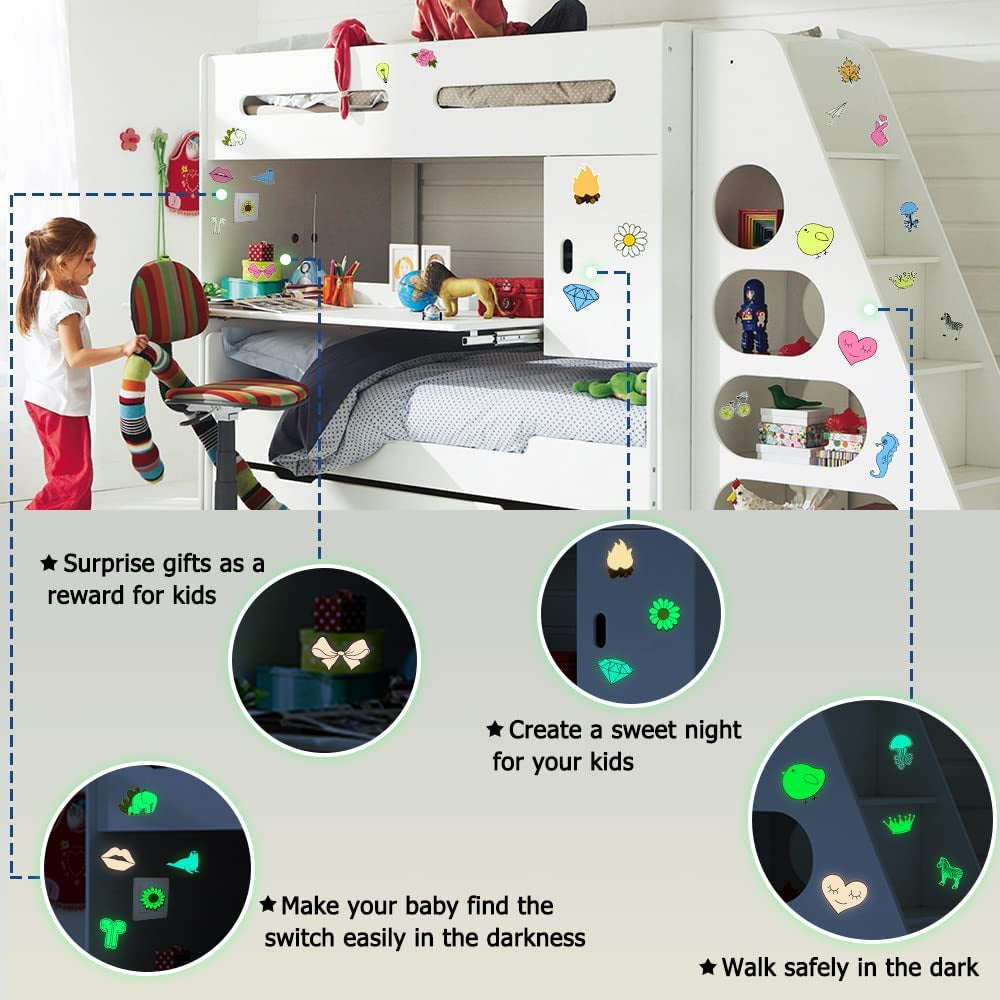 QTL Glow-in-the-Dark Wall Stickers for Kids' Bedrooms - 30-Piece Decorative Set
