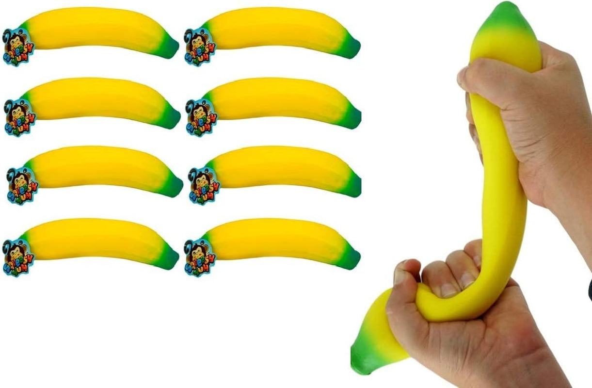 JA-RU Stretchable Banana Stress Relief Toy Pack (2 Pieces) - Slow Rising Squishy Fruit for Kids, Ideal for Gag Gifts and Themed Parties - Model 3340-2P