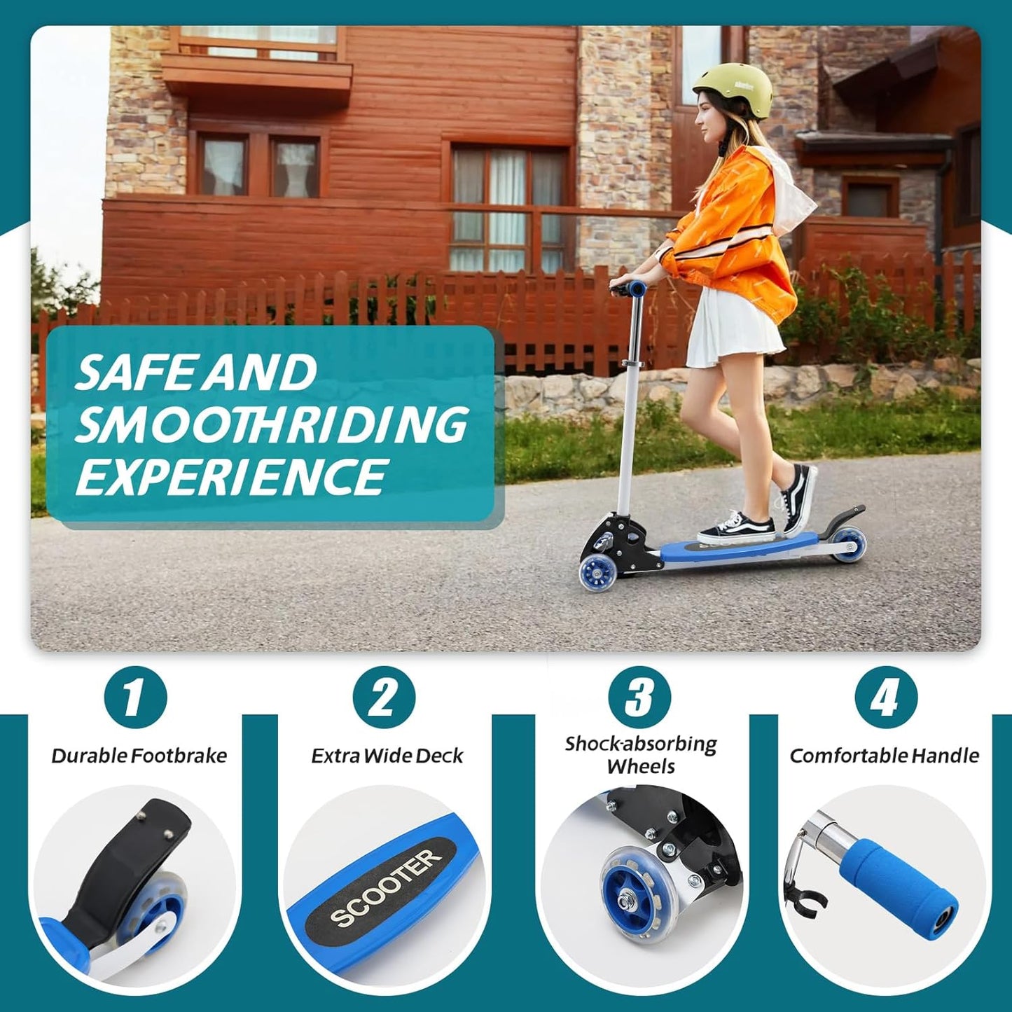 Kids Kick Scooter, 3 Wheel Scooter for Kids Ages 8-12