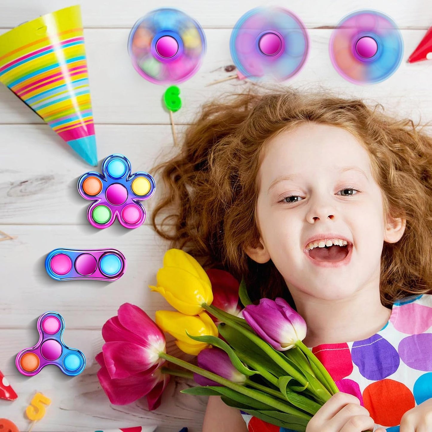 FIGROL 3-Pack Pop Fidget Spinners - Ideal Party Favors and Classroom Prizes - Sensory Fidget Toys for Teens - Perfect Birthday Gifts