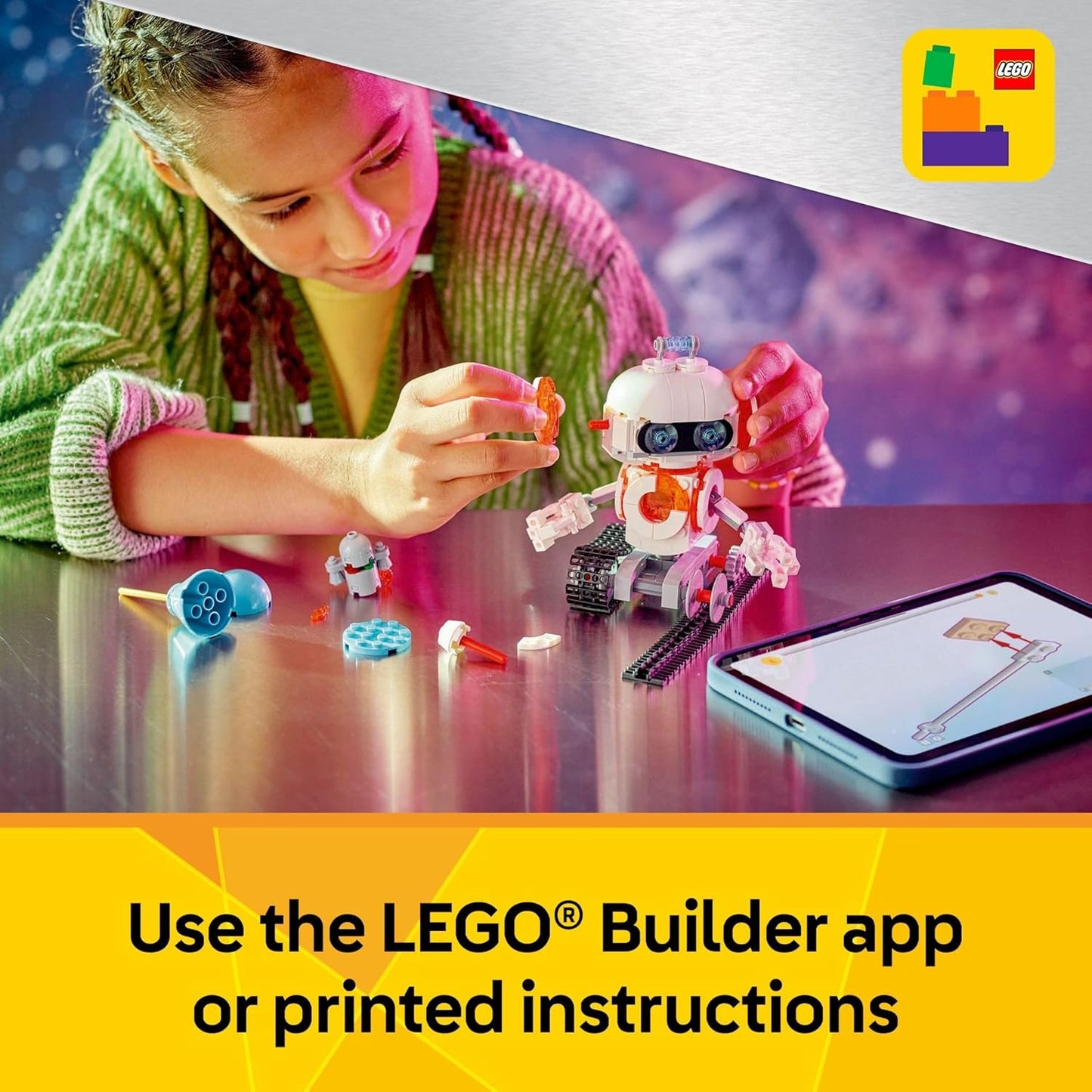 LEGO Creator 3 in 1 Space Robot Toy - Building Toy Kit for Kids with 3 Options, Robot, Spaceship, or Dog - 8 Year Old Boy & Girl Birthday Gifts - 31164