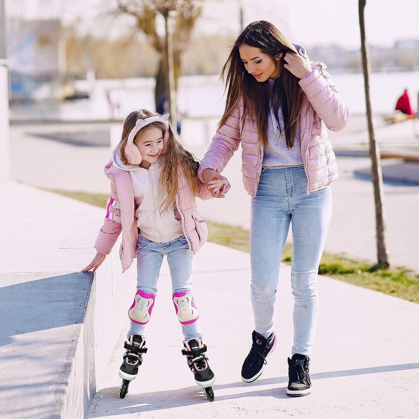 Nattork Adjustable Inline Skates for Girls and Boys with Full Light up Wheels, Beginner Roller Skates for Kids Youth Purple Pink Blue Black