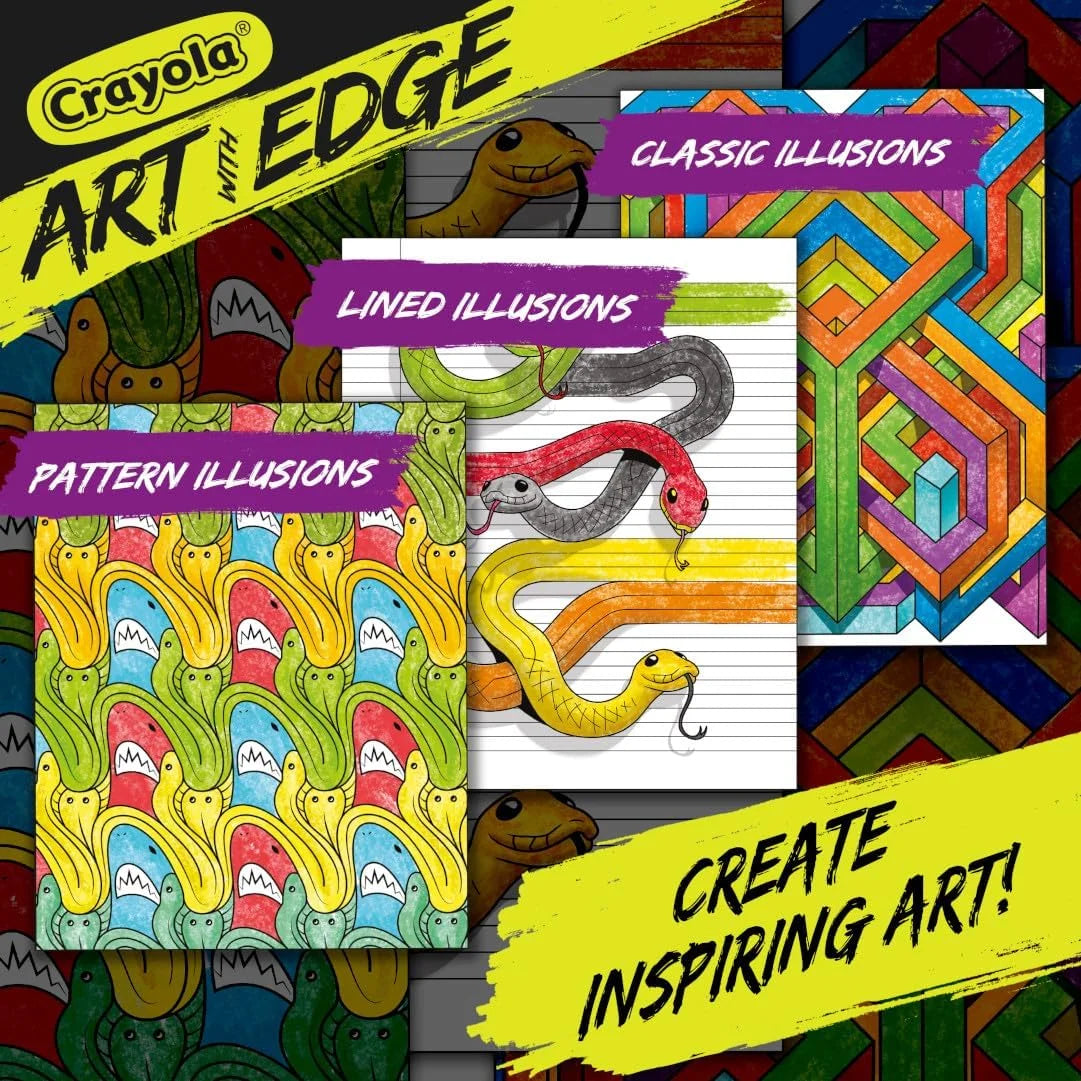 Art with Edge Optical Illusions Coloring Book, 40 Pages, Child