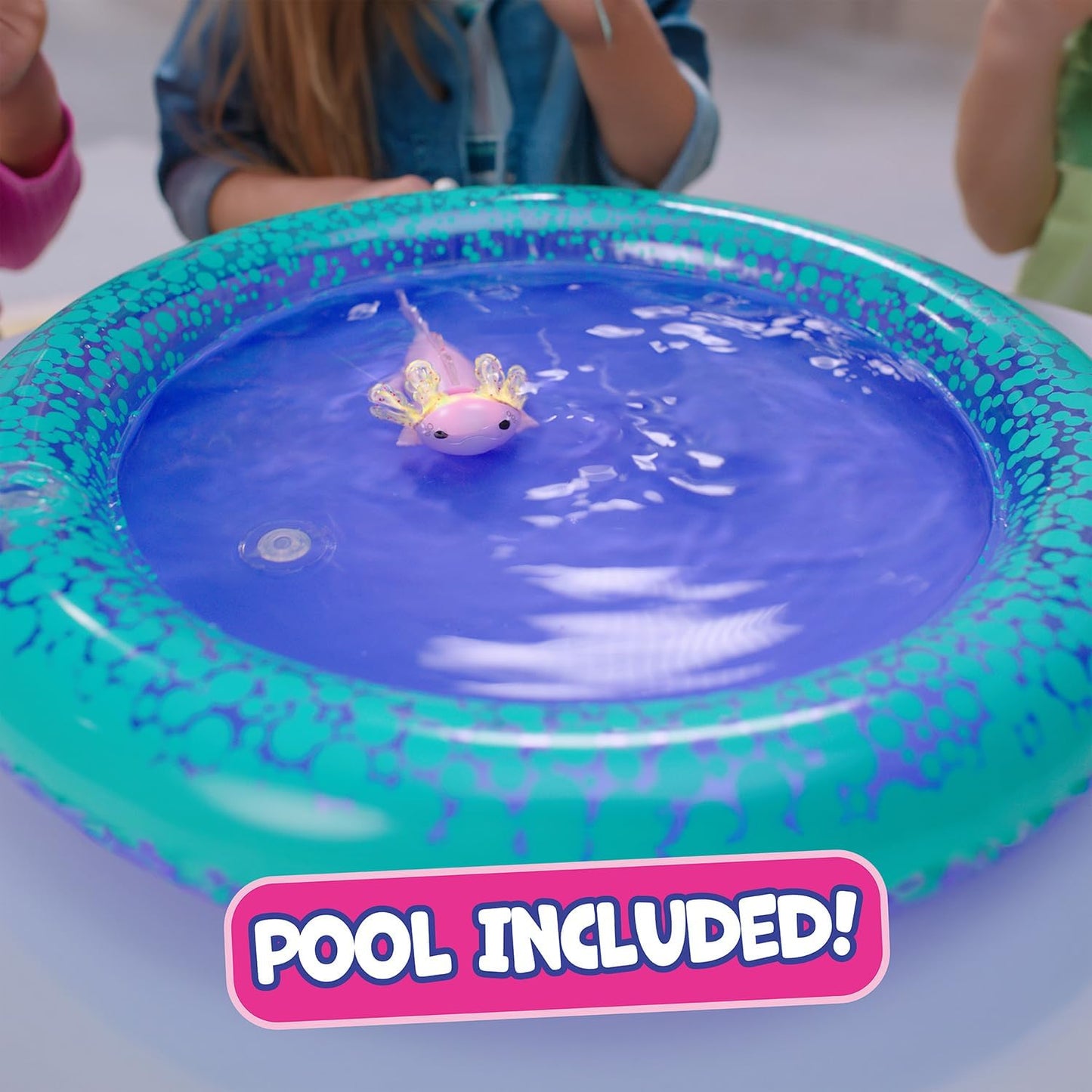 Interactive Baby Axolotl with Inflatable Pool, Alix, Swims and Lights up in Water, Rainbow Lights Tell Your Mood (Ages 5+)