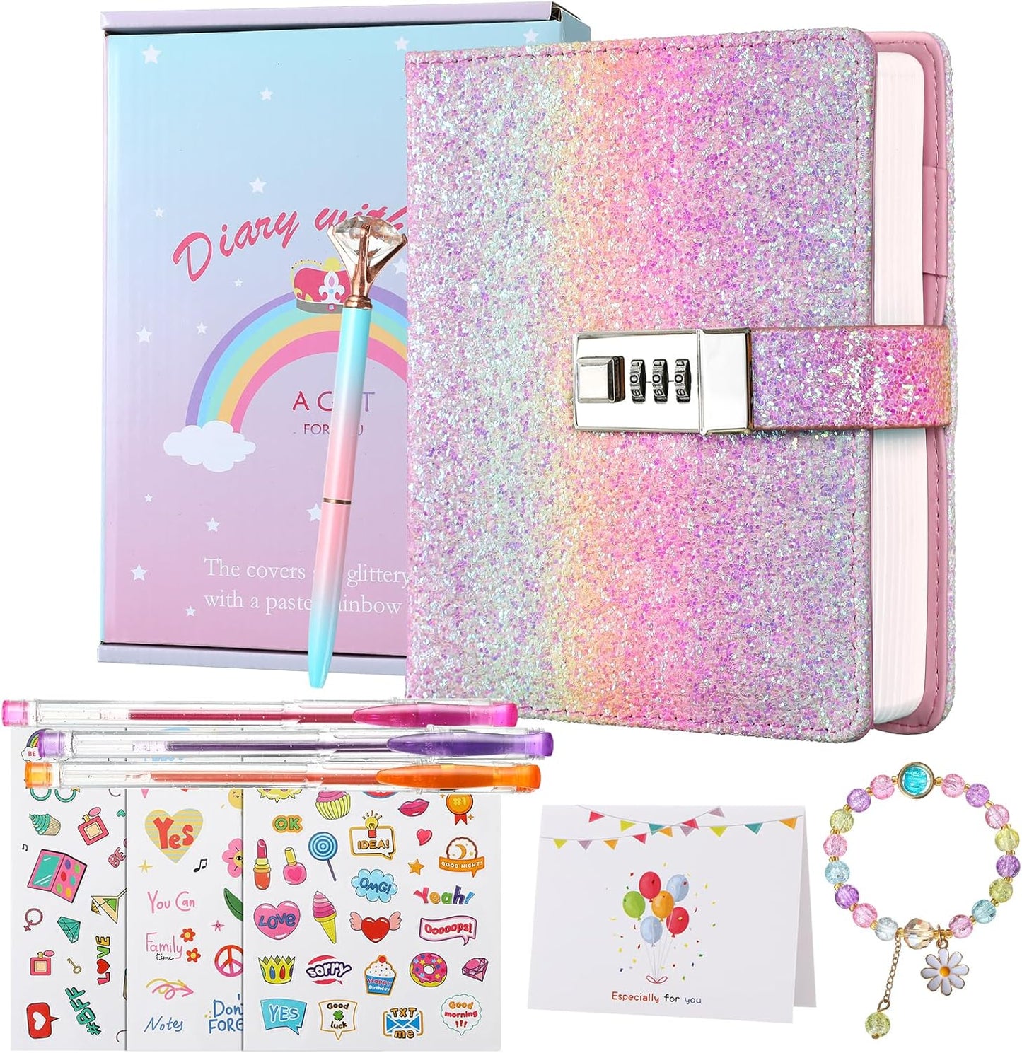 Diary with Lock for Girls, Password Locked Journals for Teen Girls, Secret Diary Gifts for 9 10 11 12 Year Old Girls, Kids Journals Set for Ages 8-12 Teenage