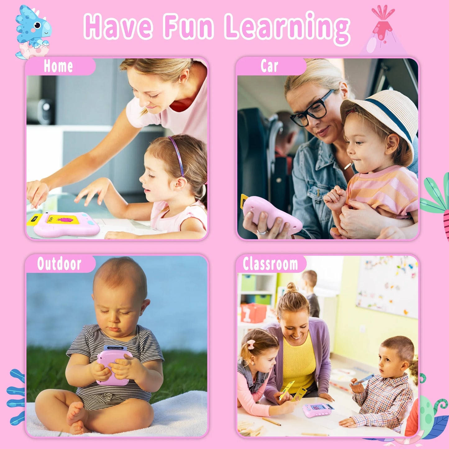 Talking Flash Cards Learning Toys for 1-6 Year Olds, Educational Interactive Flashcard Toy, Preschool Montessori Toys