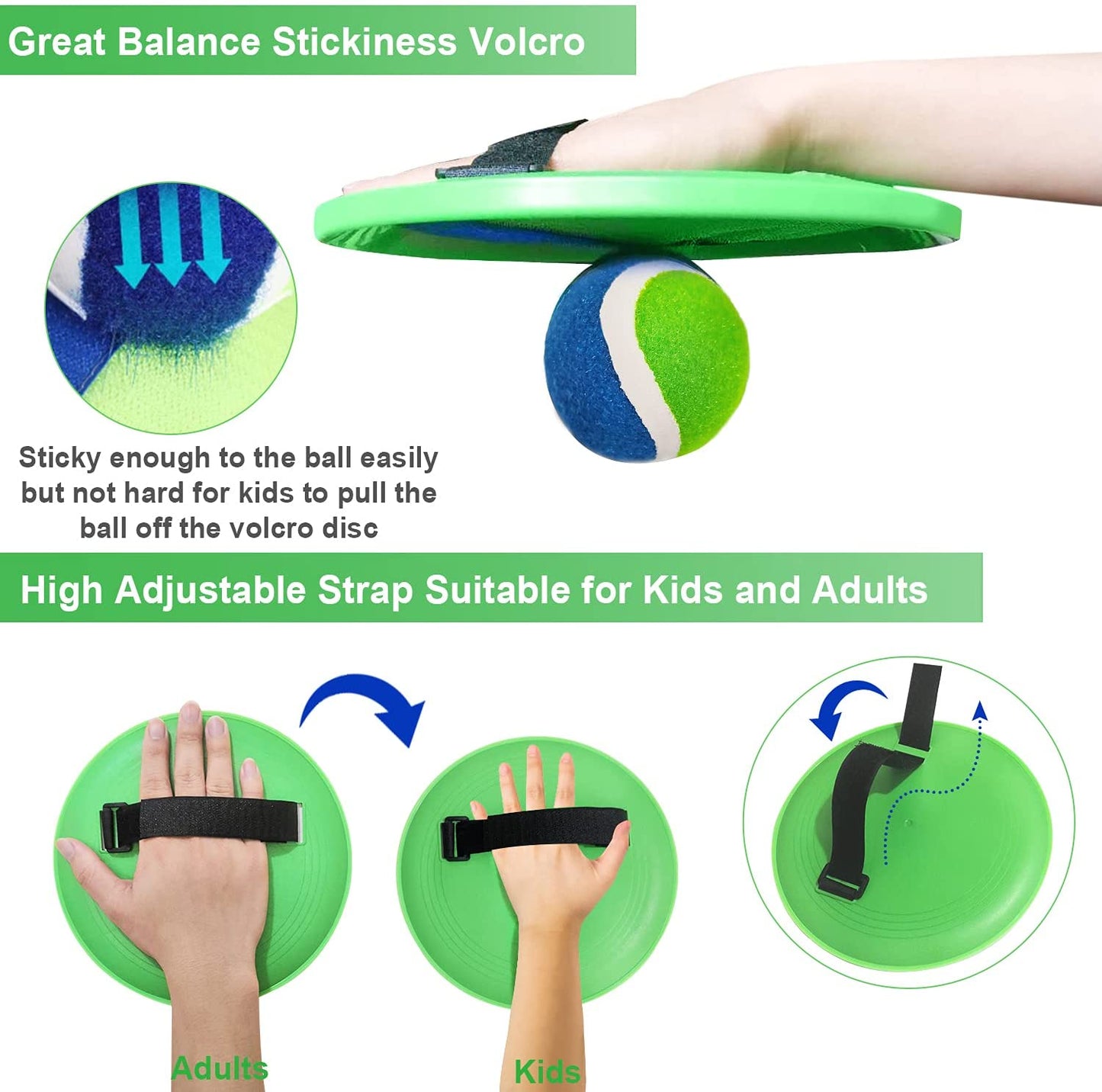 Jalunth Ball Catch Set Game Toss Paddle - Beach Toys Back Yard Pool Outdoor Lawn Games Backyard Camping Sticky Mitts Age 3 4 5 6 7 8 9 10 11 12 Years Old Boys Girls Kids Adults Family Easter Gifts