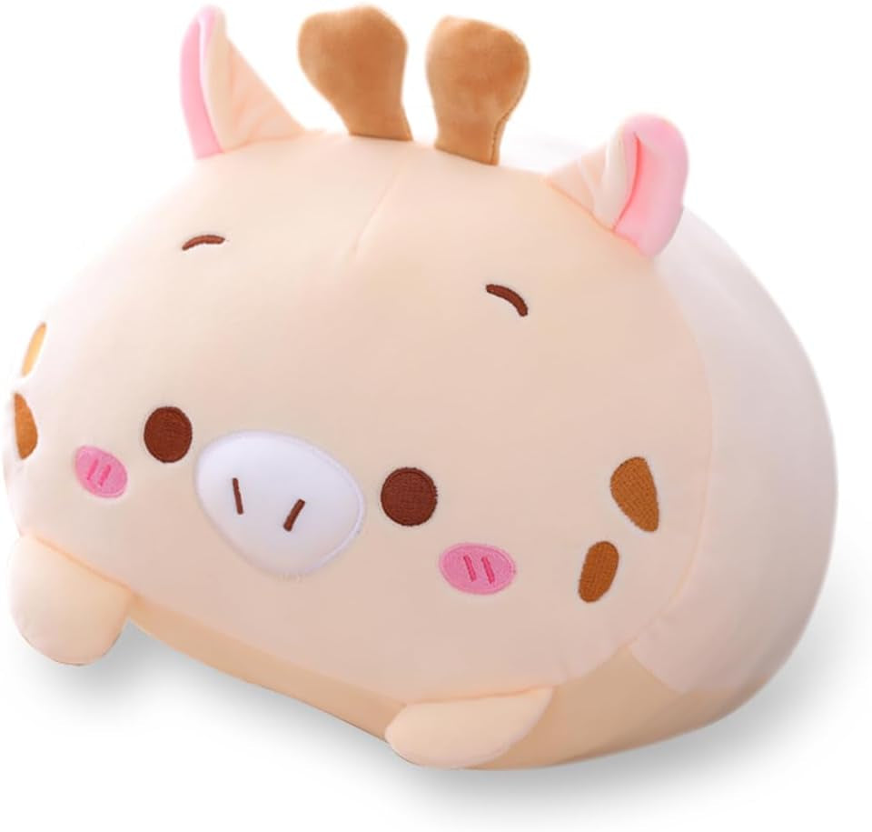 AIXINI 23.6-Inch White Cat Plush Cylindrical Body Pillow - Super Soft Cartoon Hugging Toy Gift